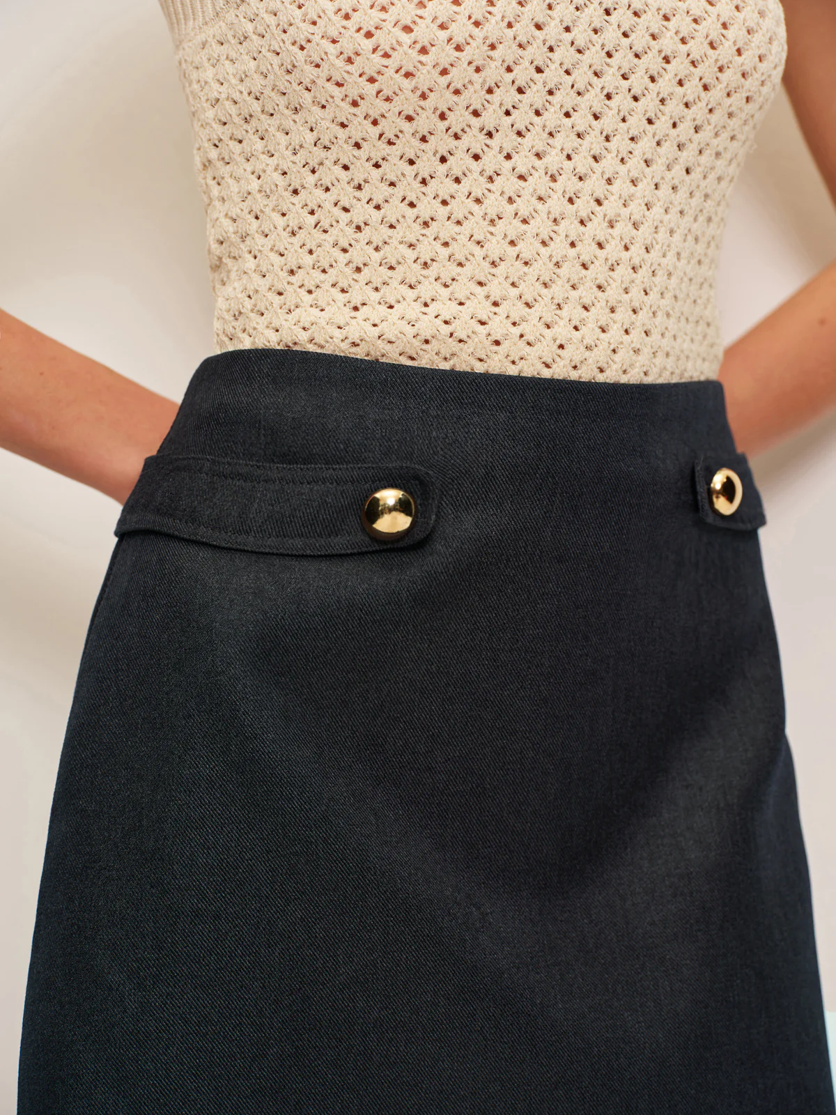 Metal Detail Mid-Waist Skirt - Image 3