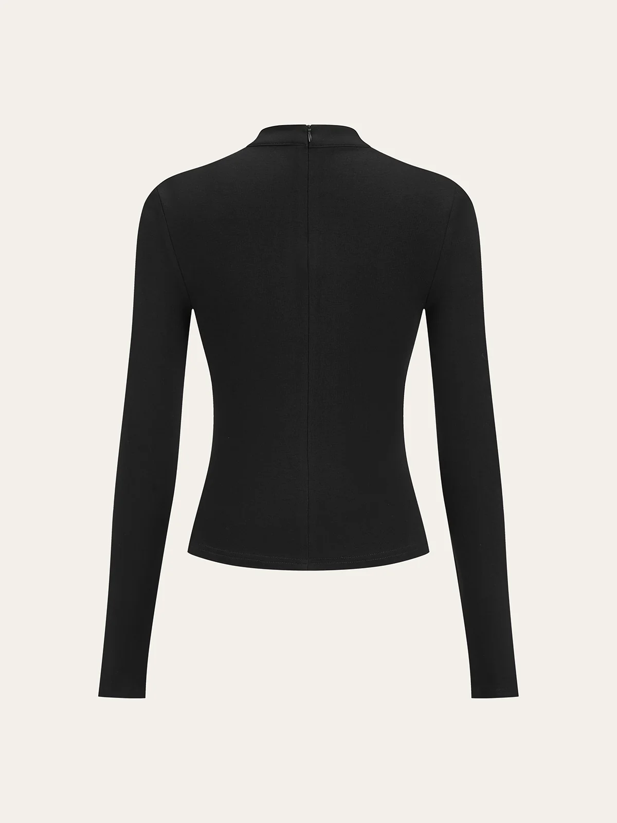 Metal Detail Mock Neck Long Sleeve T-Shirt - Image 2