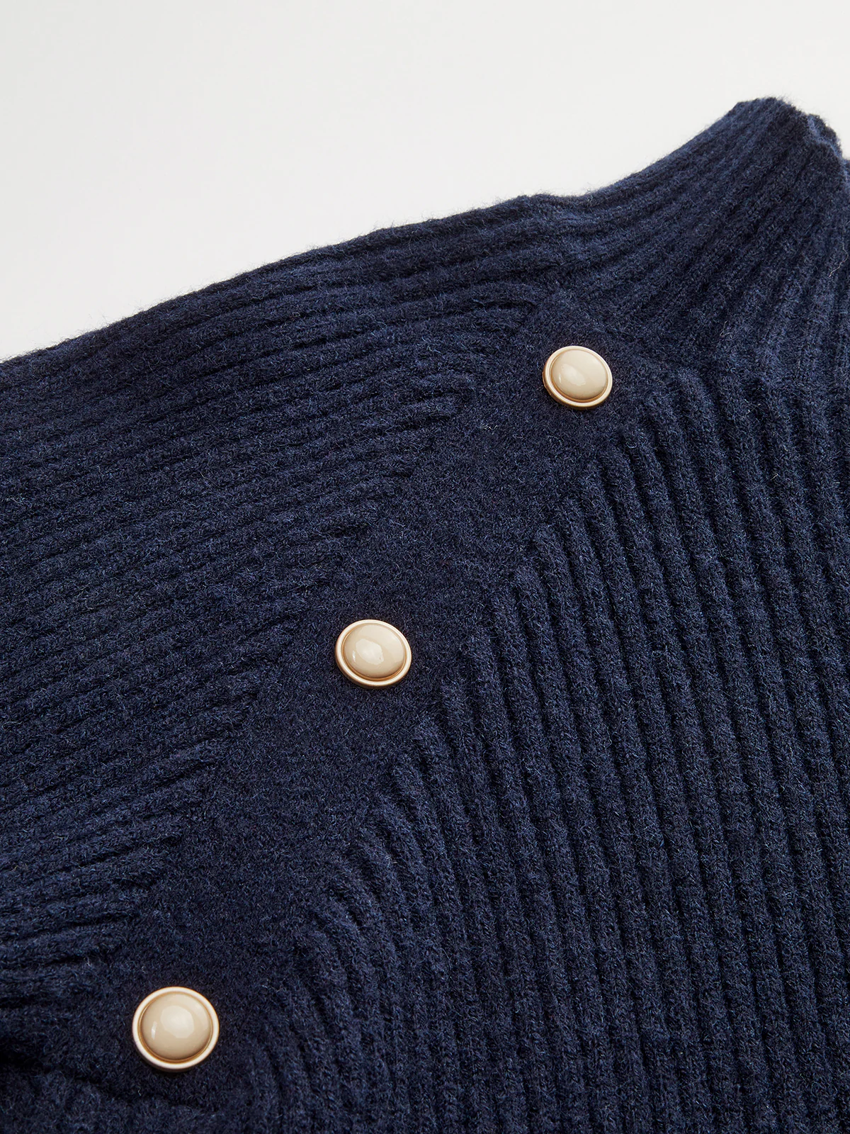 Metal Detail Mock Neck Puff Sleeve Sweater - Image 4