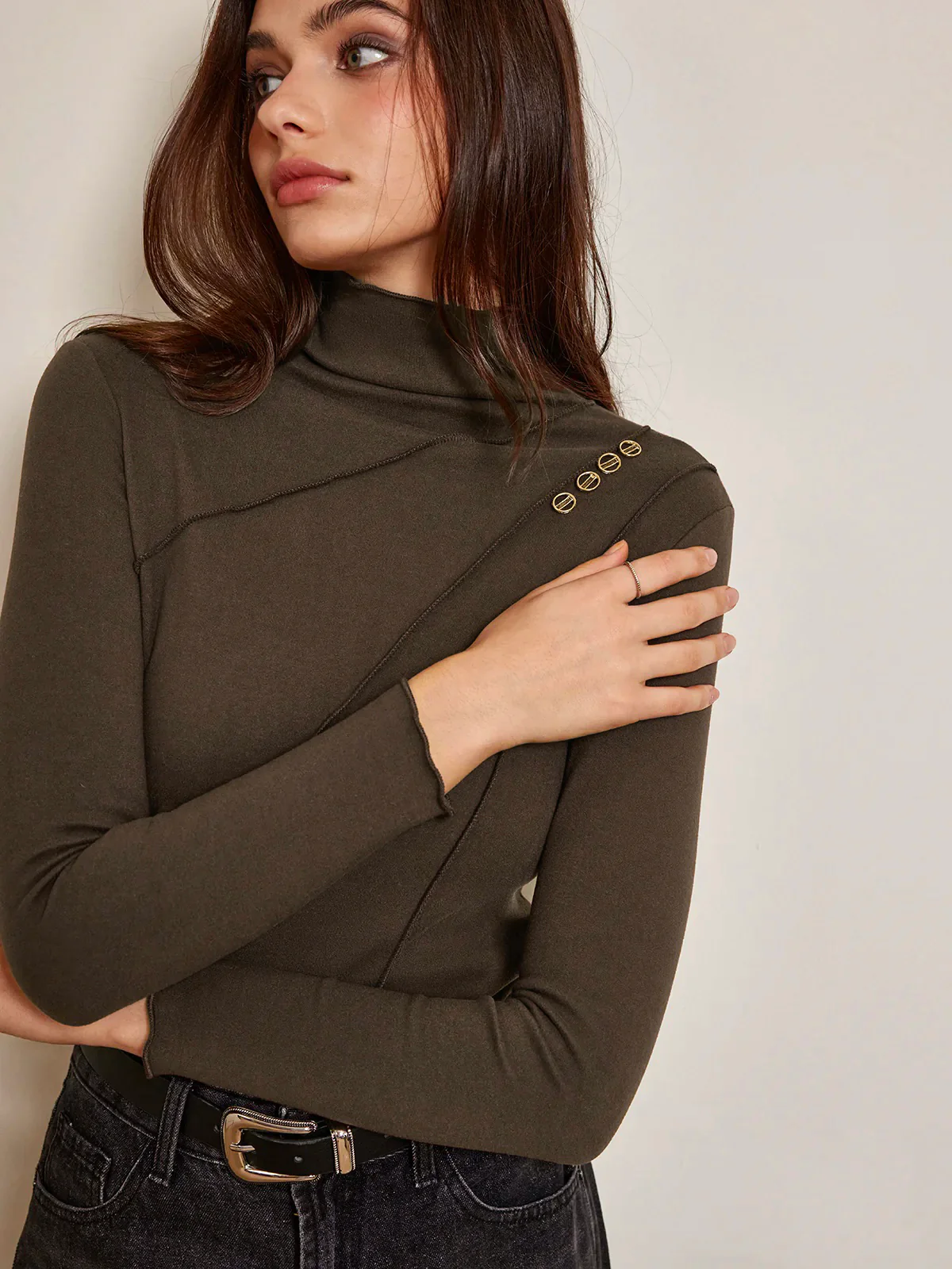 Metal-Detail Piping Jersey Top - Image 2