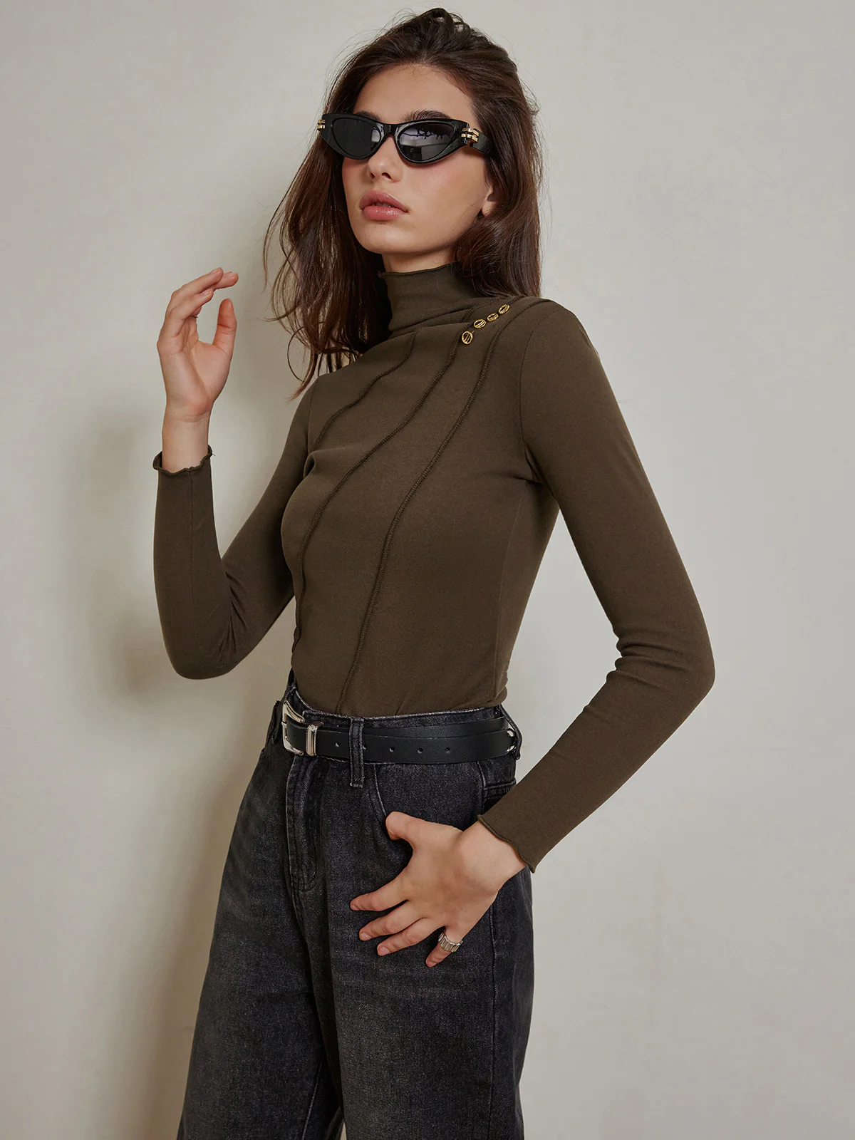 Metal-Detail Piping Jersey Top - Image 4