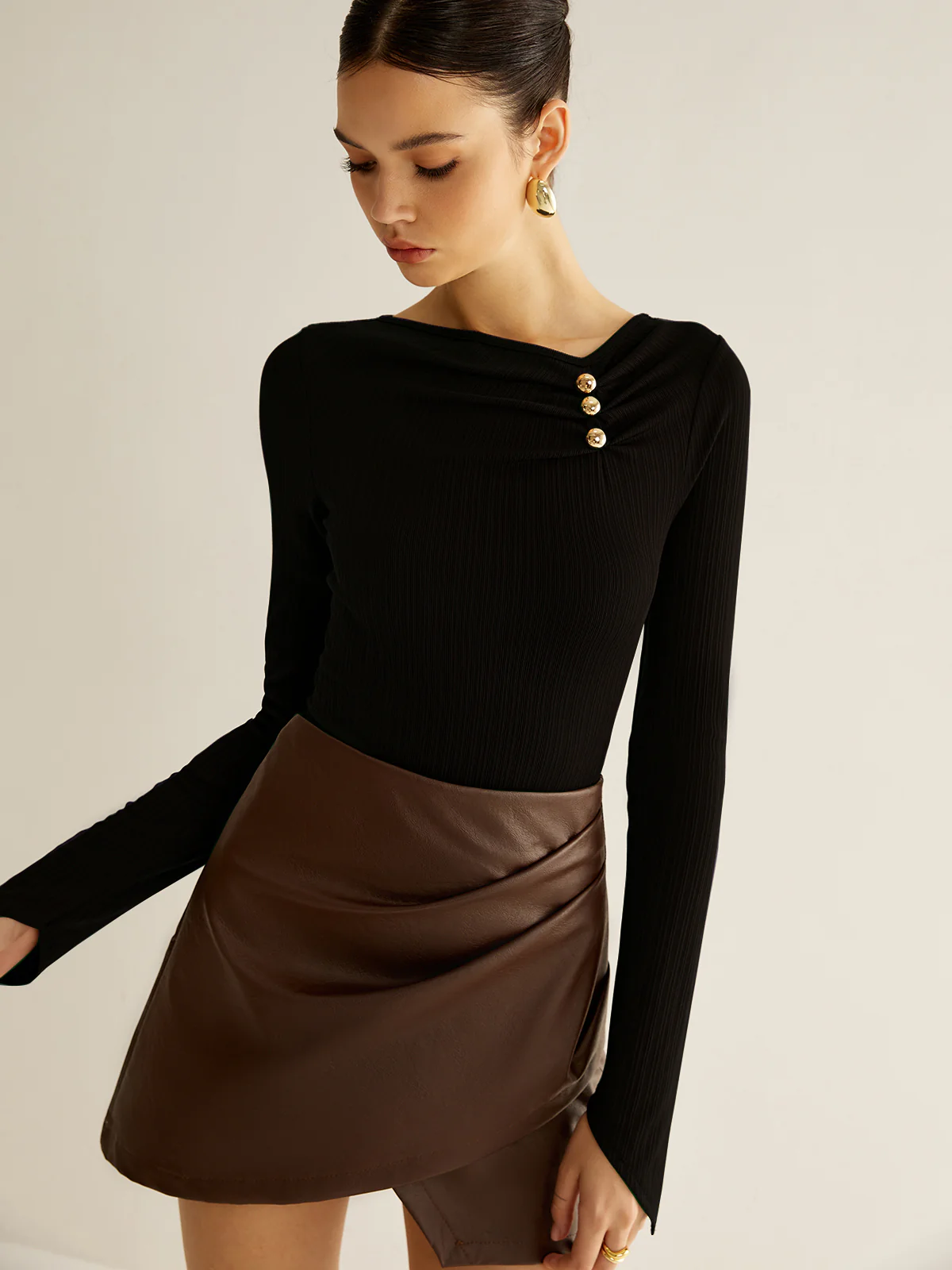 Metal Detail Pleated Blouse - Image 2