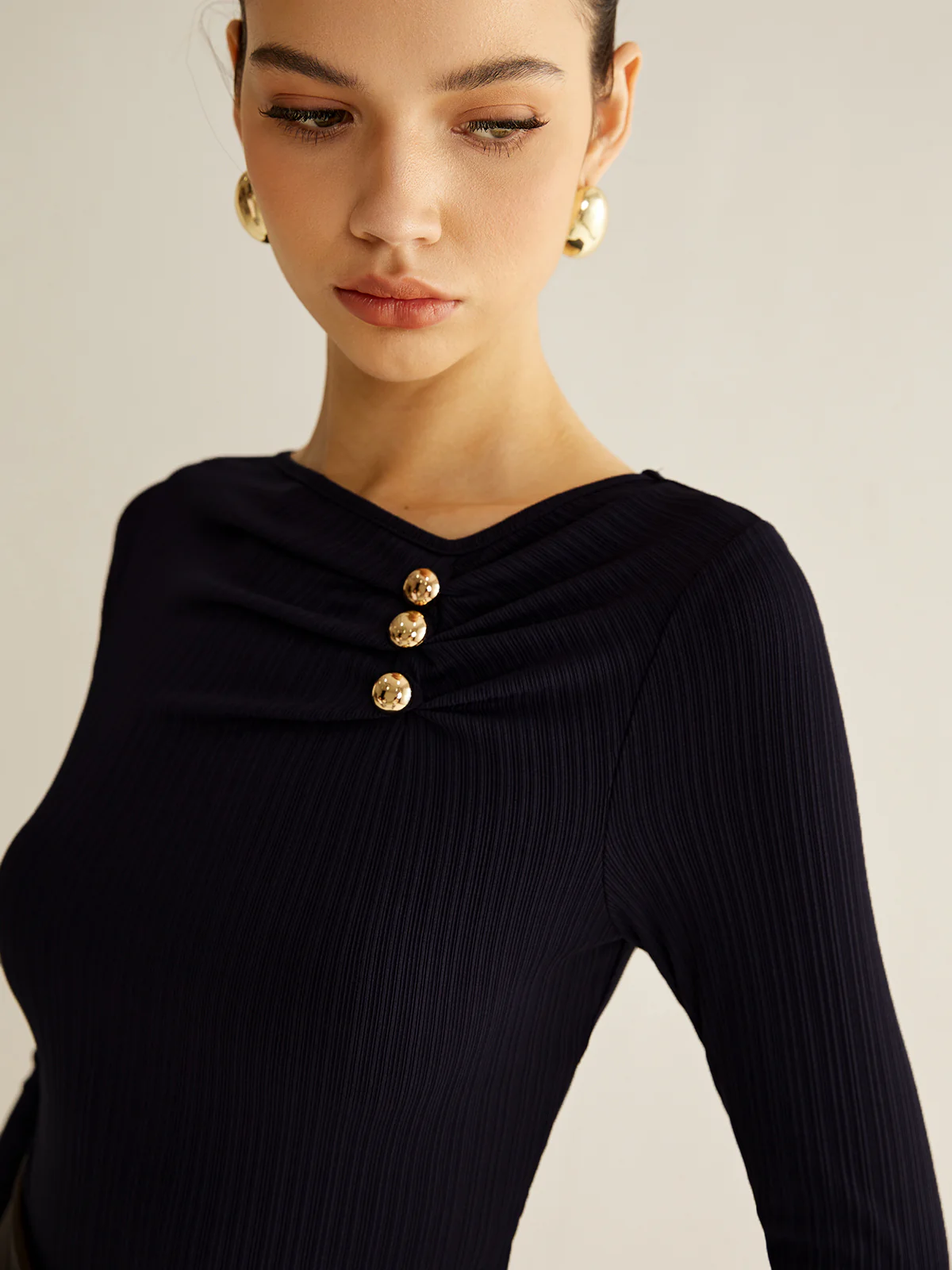 Metal Detail Pleated Blouse - Image 4