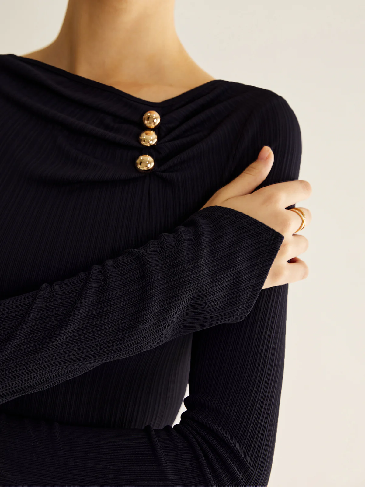 Metal Detail Pleated Blouse - Image 7
