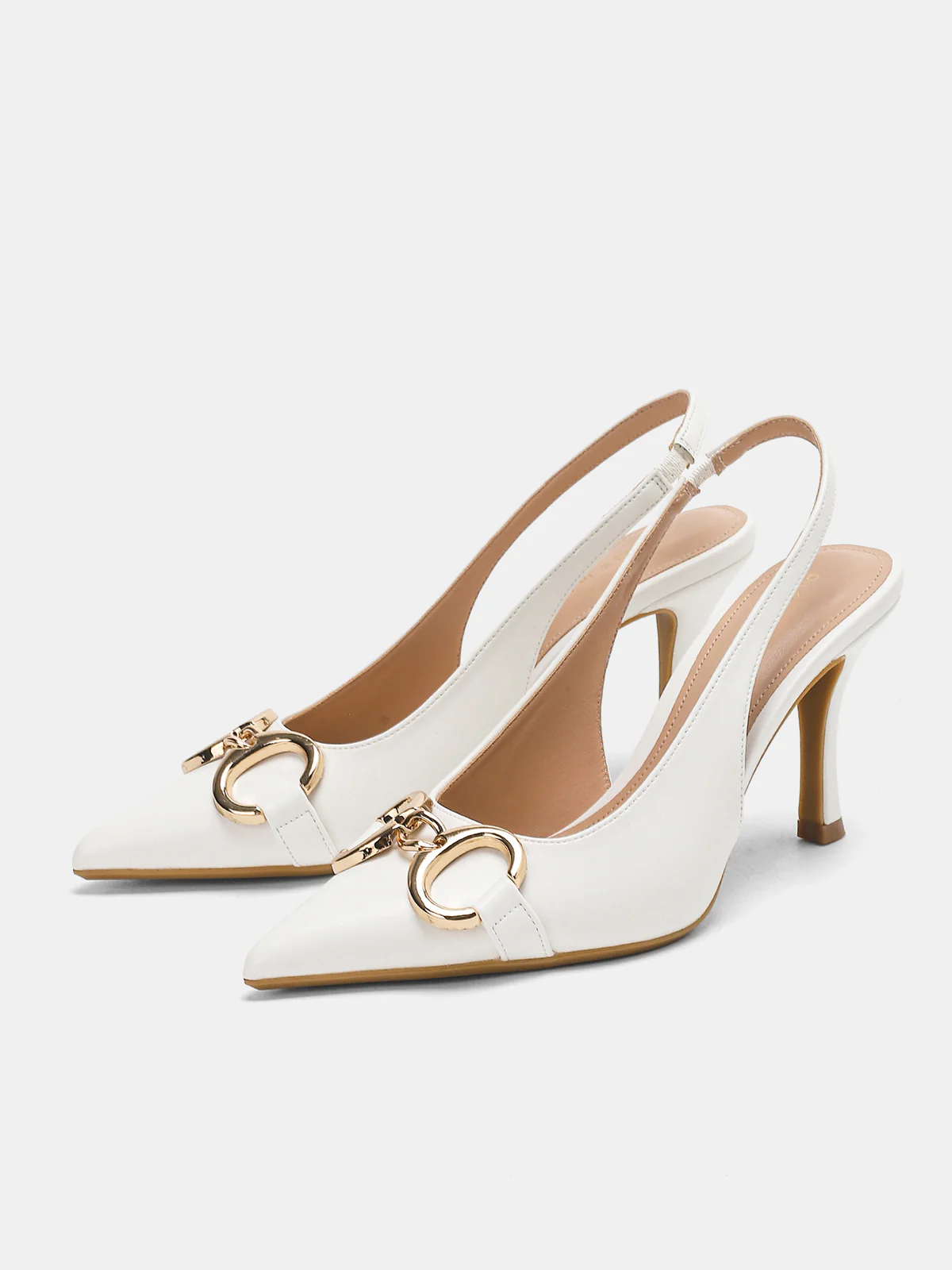 Metal Detail Pointed-Toe Slingback Heels - Image 4