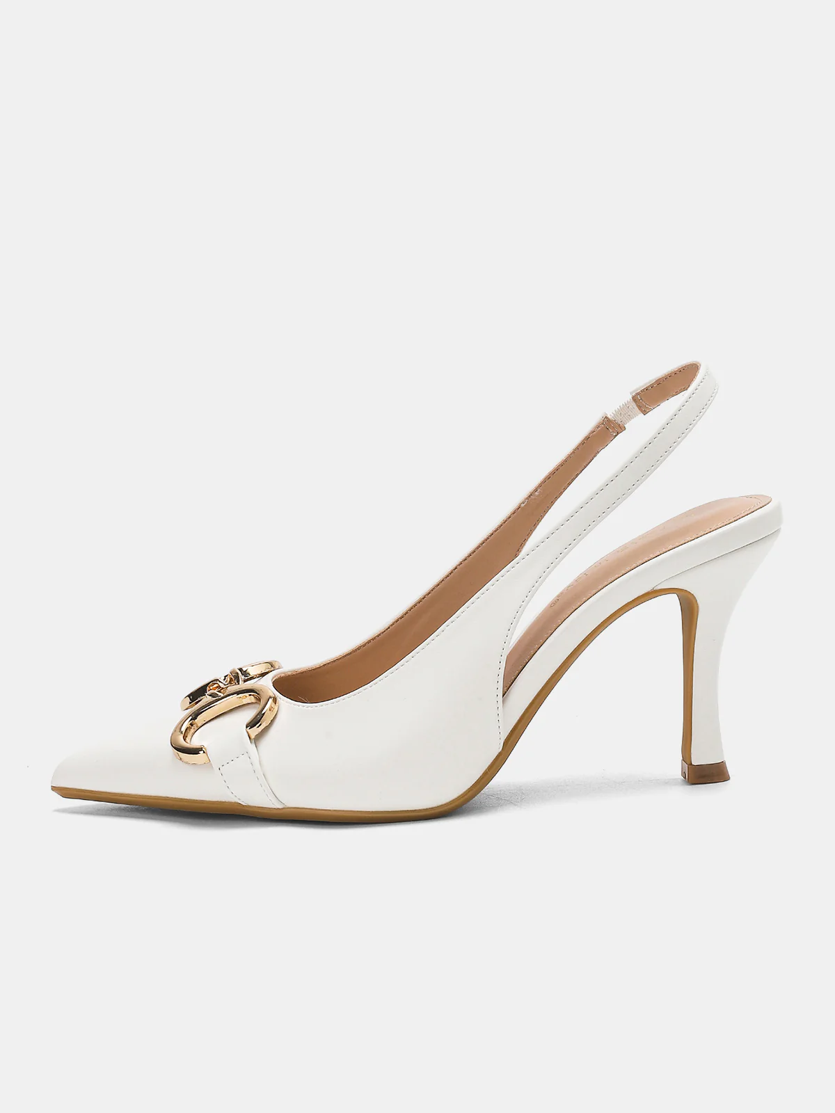 Metal Detail Pointed-Toe Slingback Heels - Image 5