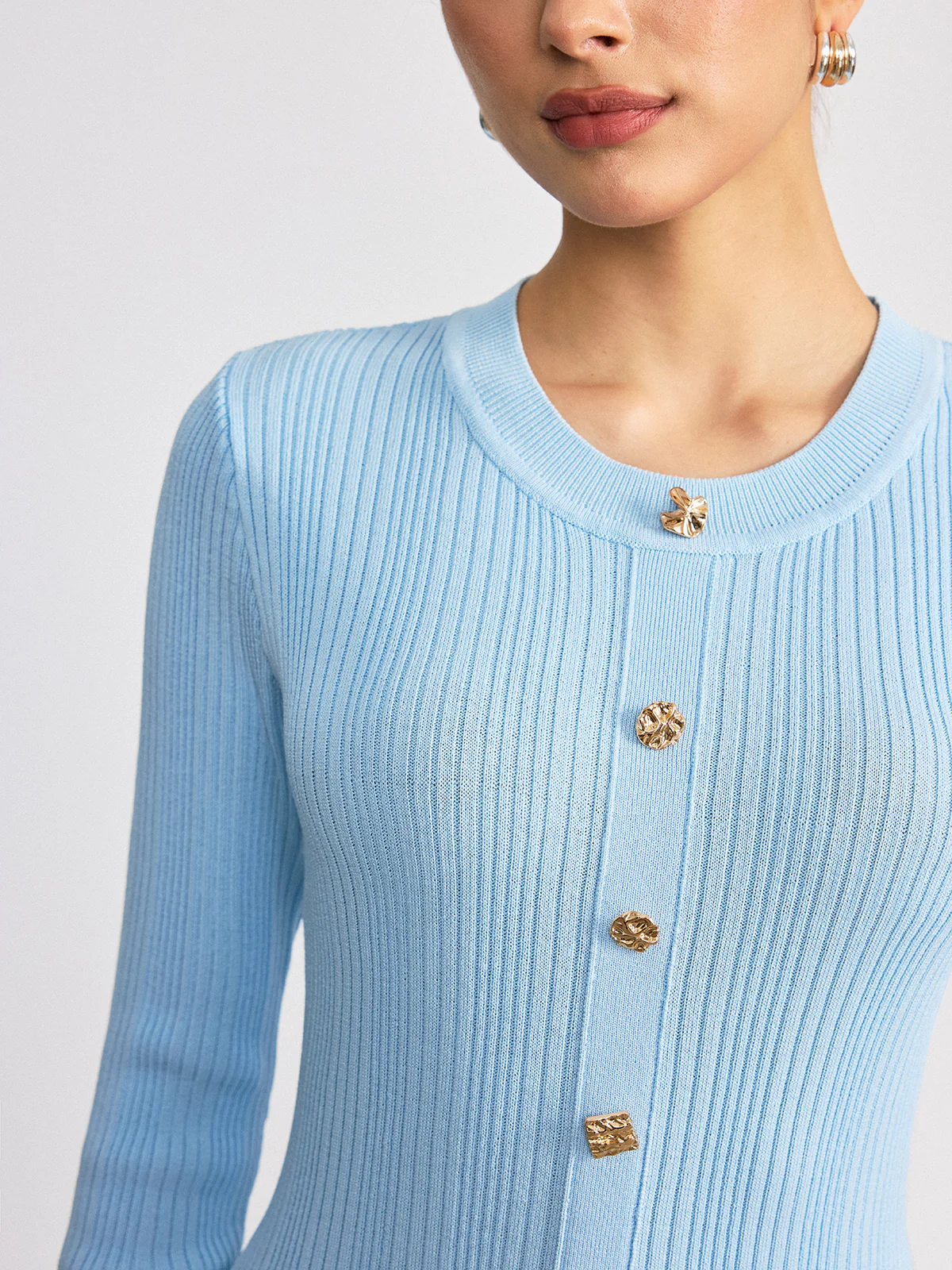 Metal Detail Ribbed Knit Maxi Dress - Image 4