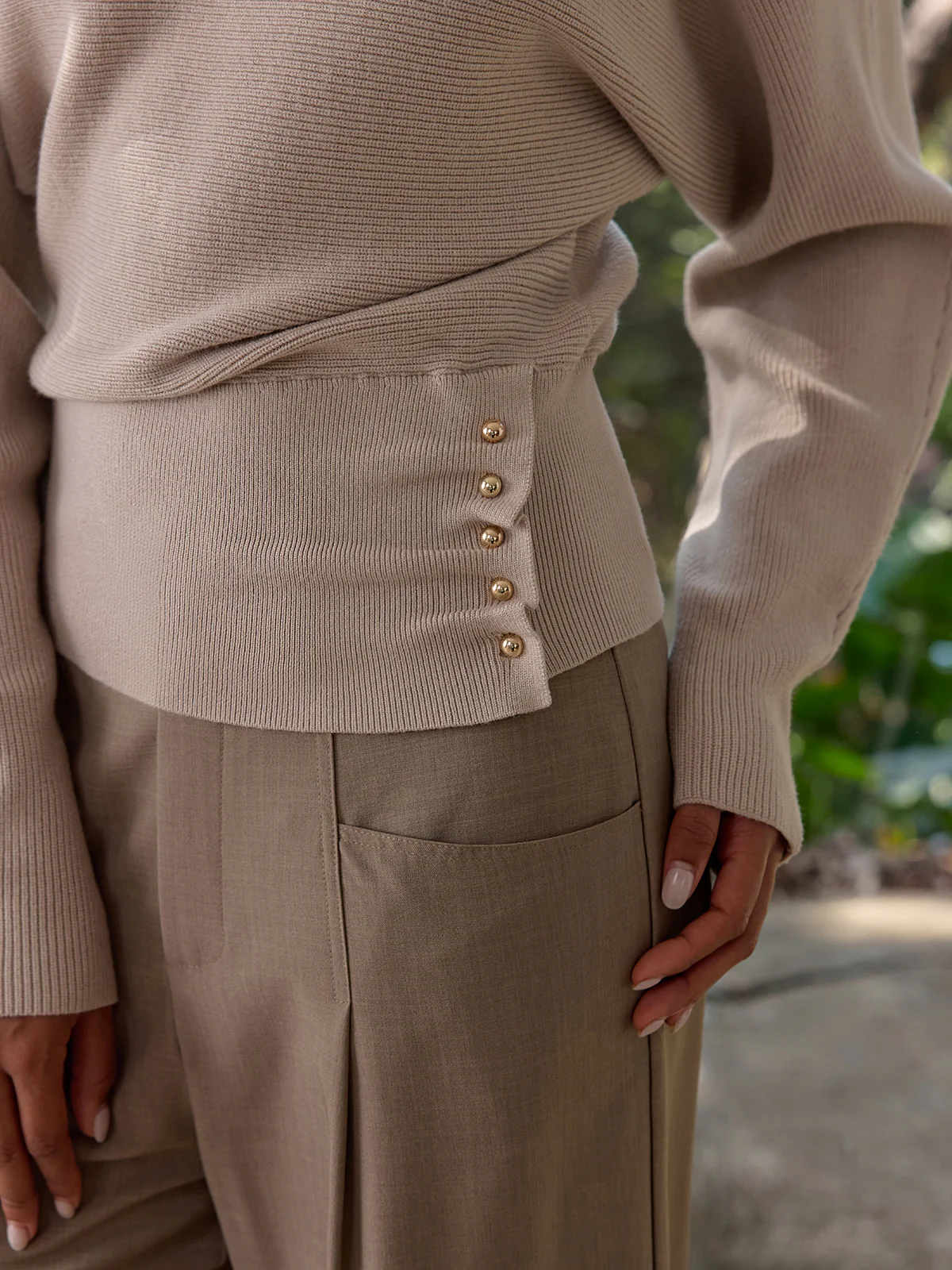 Metal Detail Ribbed Knit Sweater - Image 3