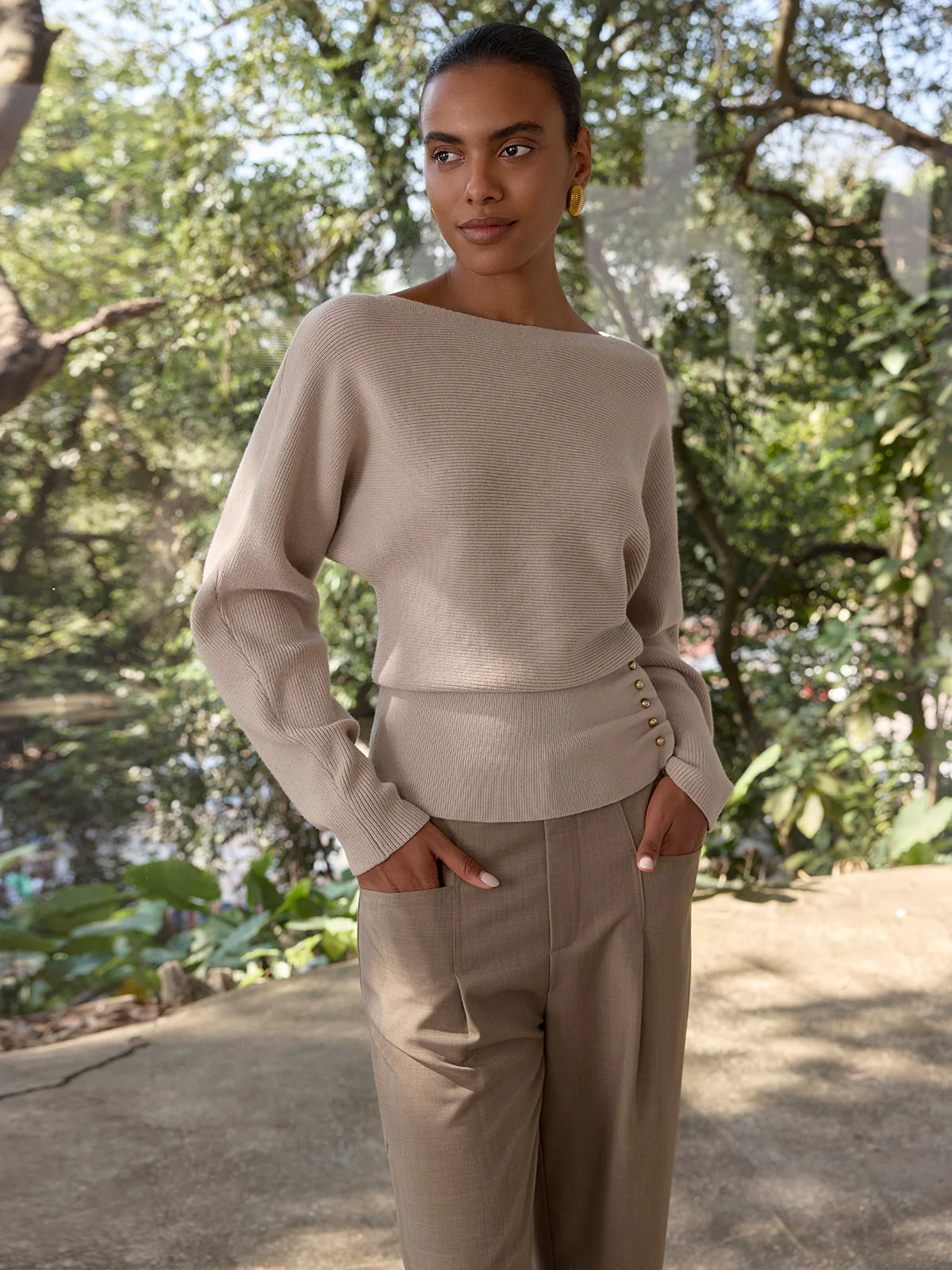 Metal Detail Ribbed Knit Sweater - Image 5