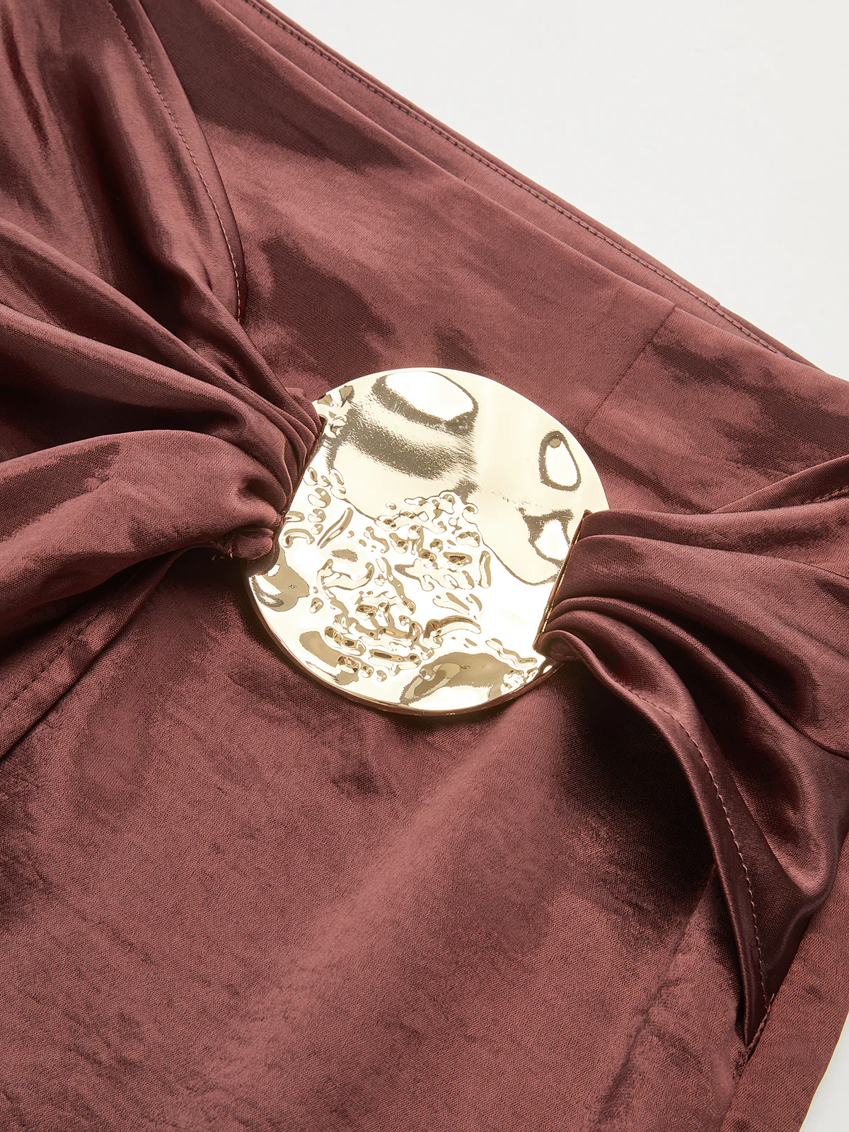 Metal Detail Satin Slit Midi Skirt - Image 2