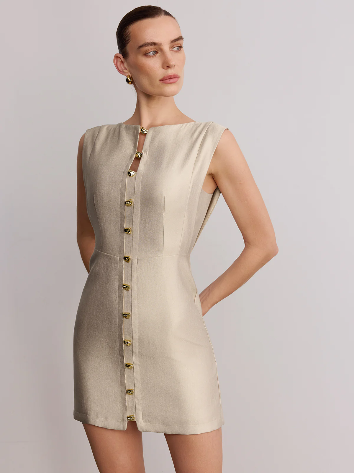 Metal Detail Sleeveless Mini Dress - Image 3