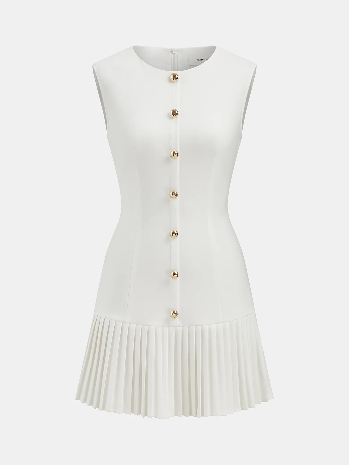 Metal Detail Sleeveless Slim Fit Pleated Mini Dress - Image 2