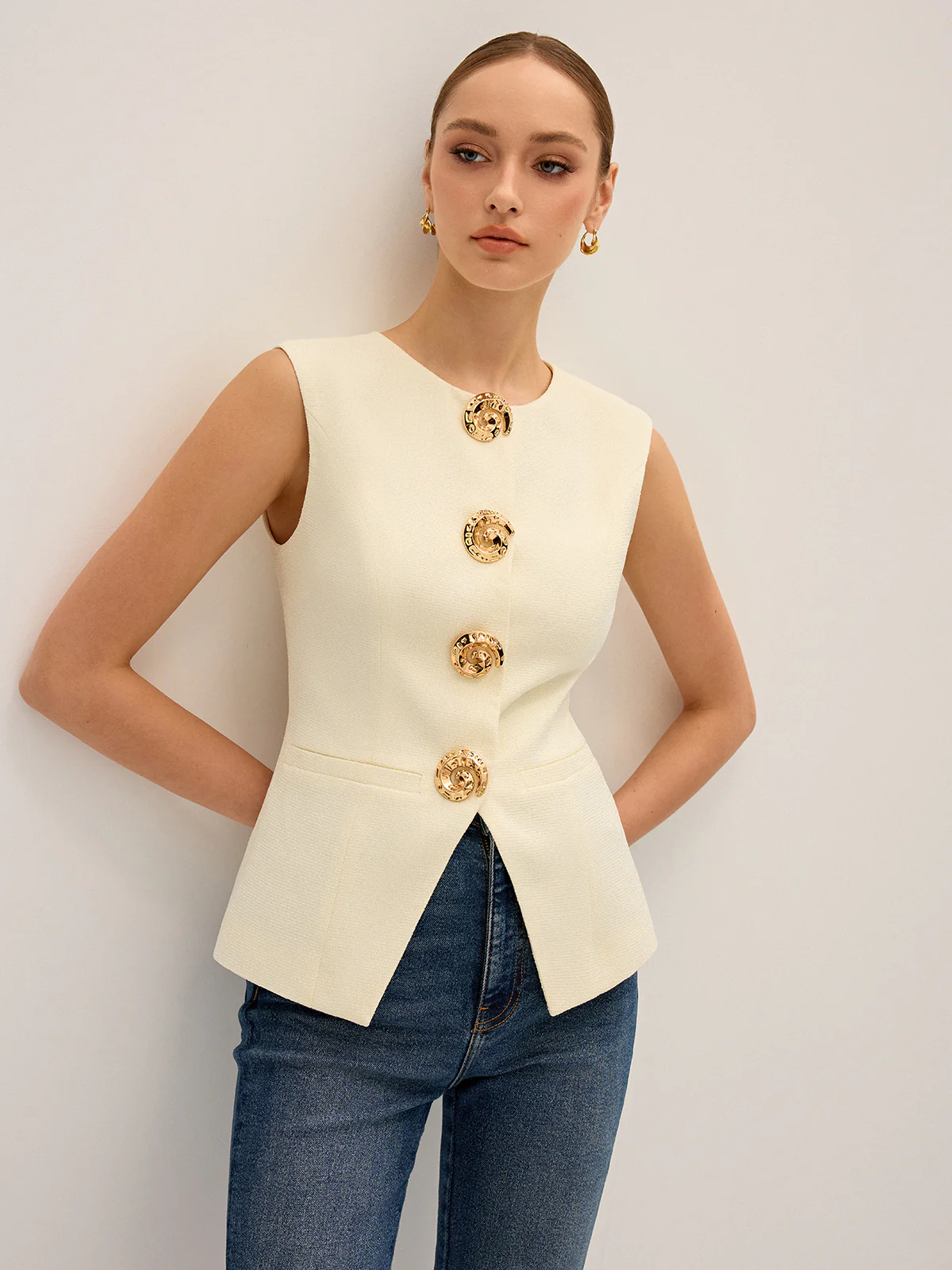 Metal Detail Sleeveless Vest - Image 2