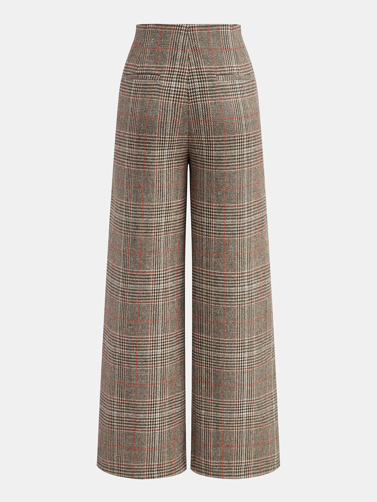 Metal Detail Slit Plaid Wide-Leg Pants - Image 2