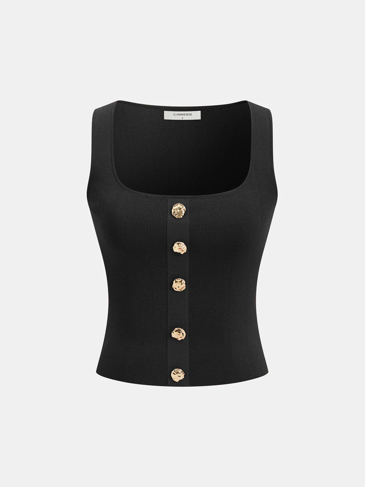 Metal Detail Square-Neck Knit Tank Top - Image 5