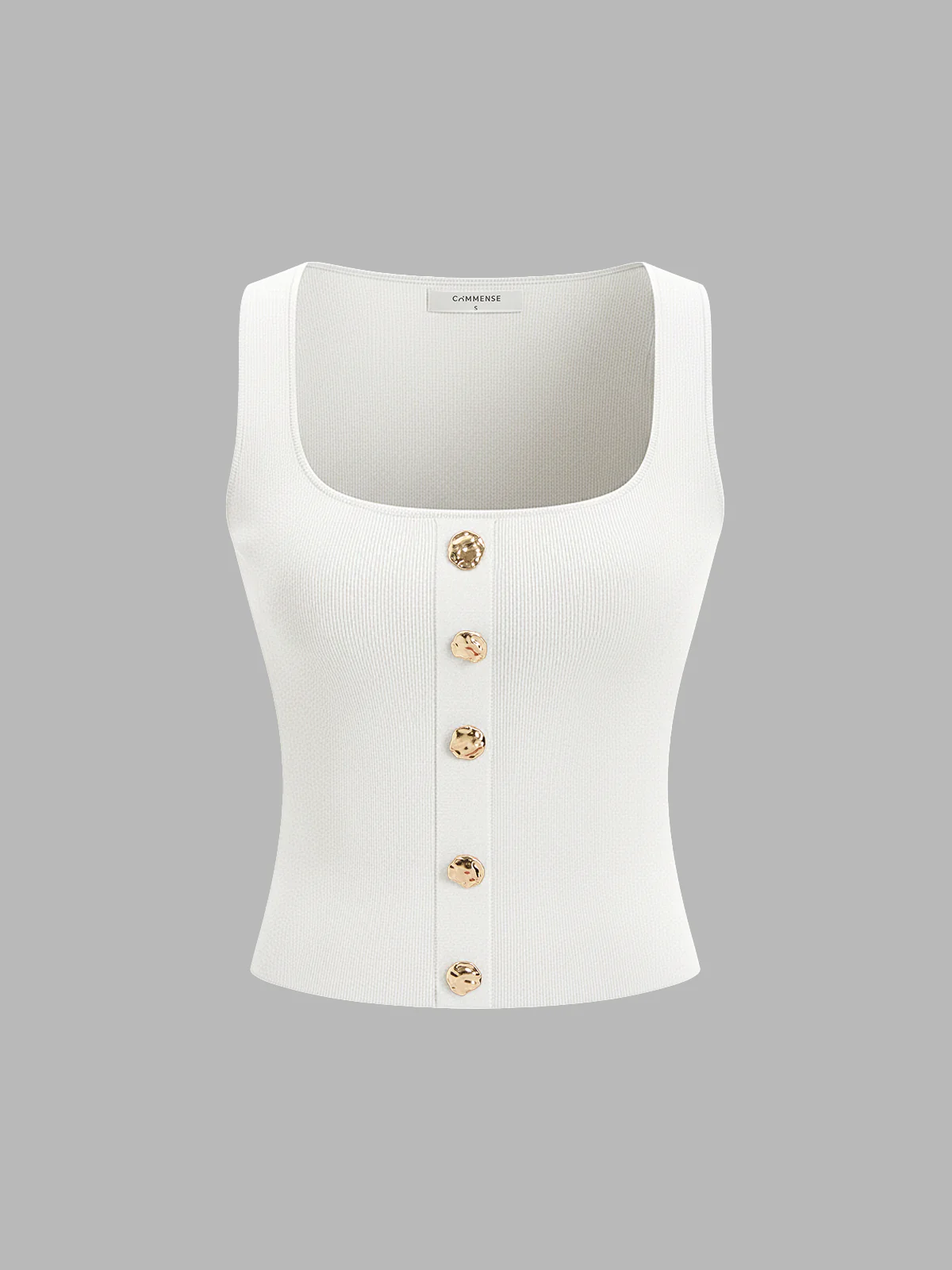 Metal Detail Square-Neck Knit Tank Top - Image 6