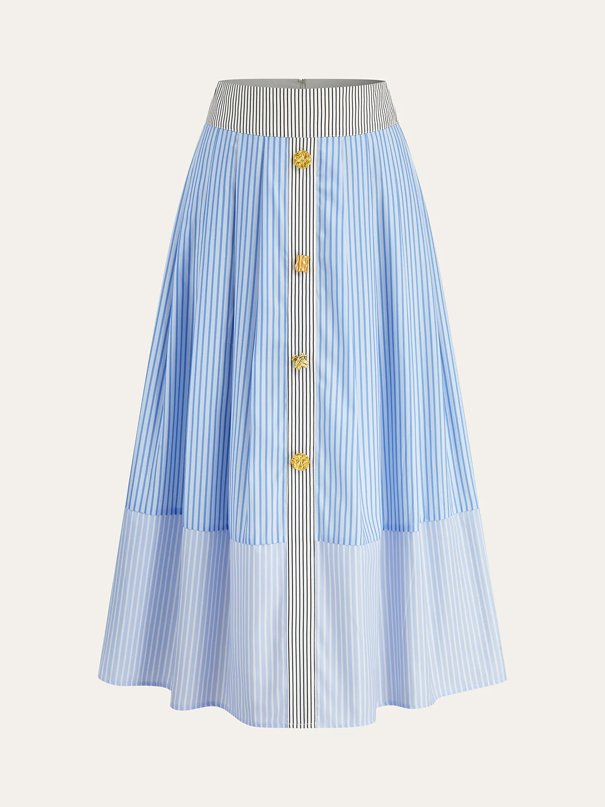 Metal Detail Striped Maxi Skirt