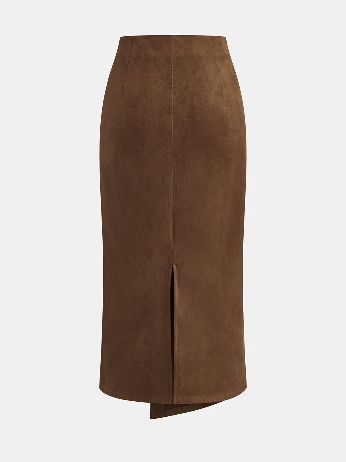 Metal Detail Suede Effect Asymmetric Maxi Skirt - Image 2
