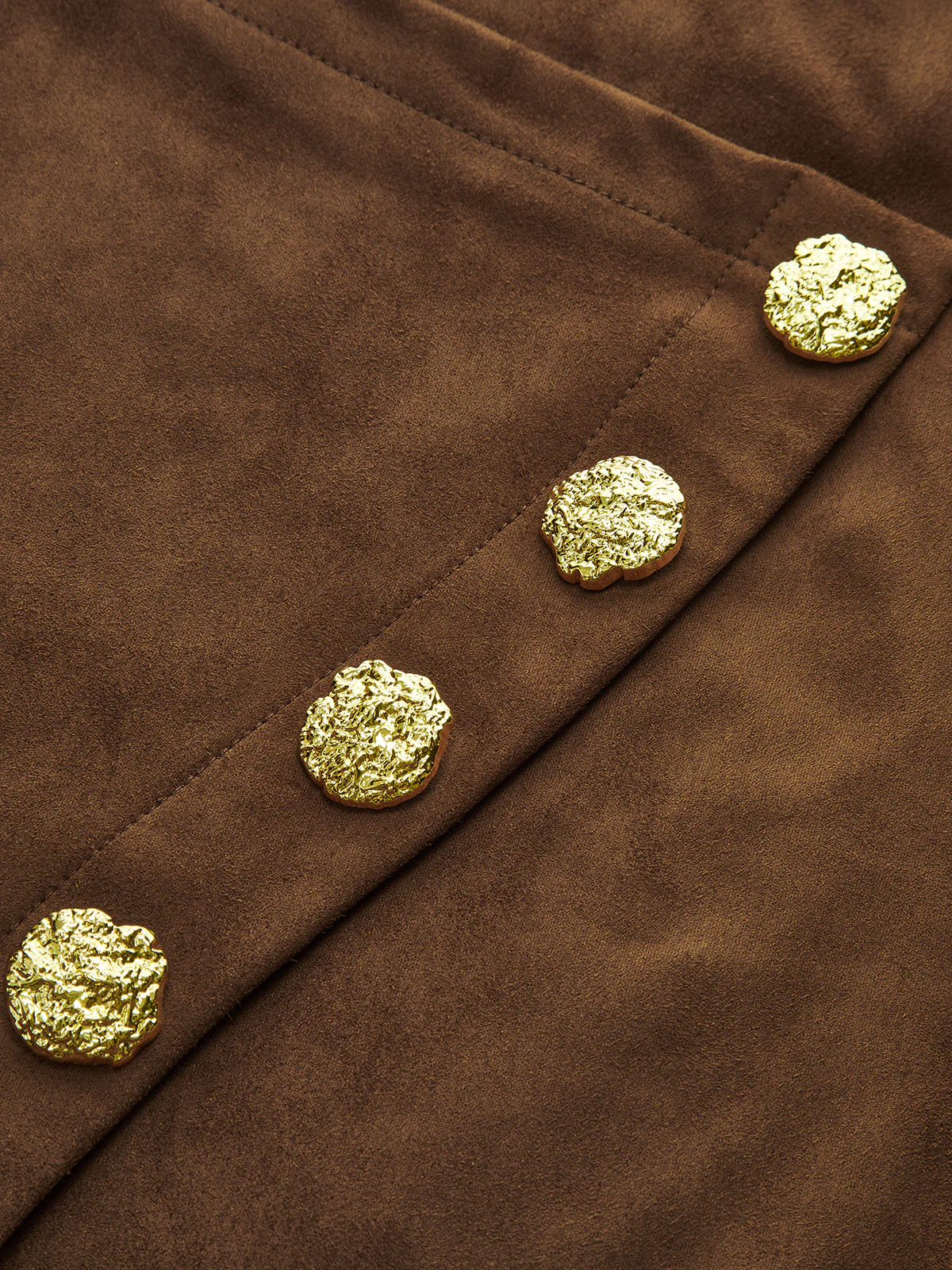 Metal Detail Suede Effect Asymmetric Maxi Skirt - Image 3