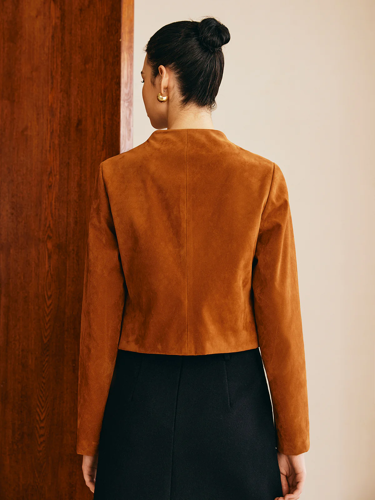 Metal-Detail Suede Effect Jacket - Image 7
