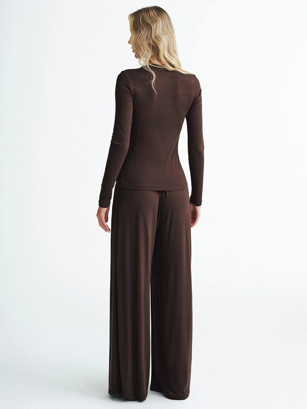 Metal Detail Top and Wide-Leg Pants Set - Image 5