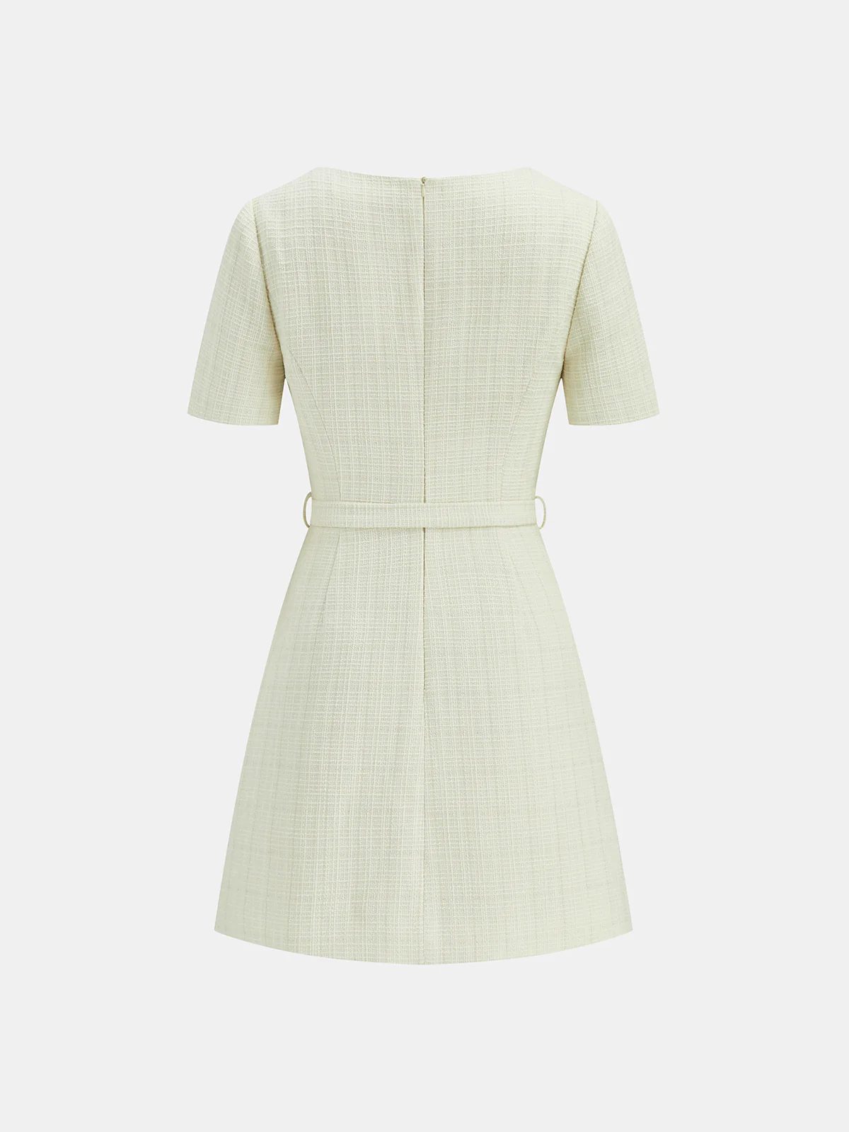 Metal Detail Tweed Belted Mini Dress - Image 6