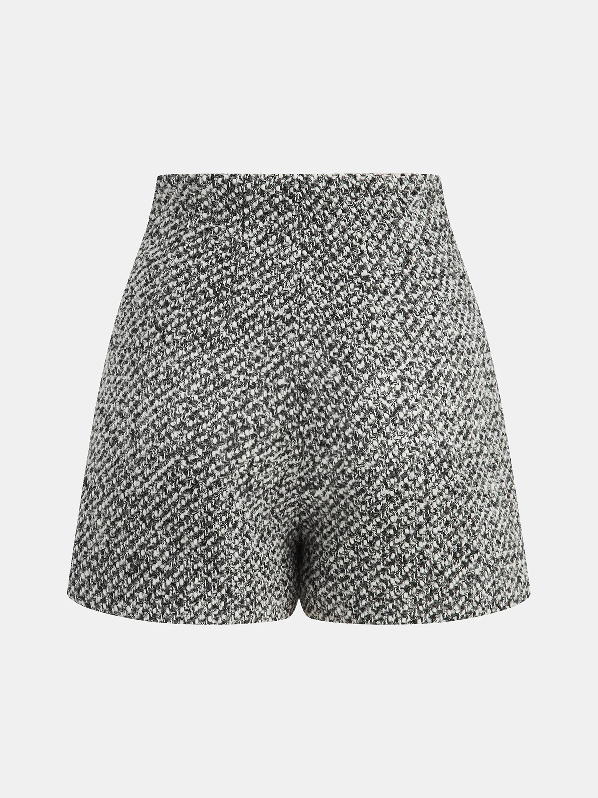 Metal Detail Tweed High-Waist Shorts - Image 2