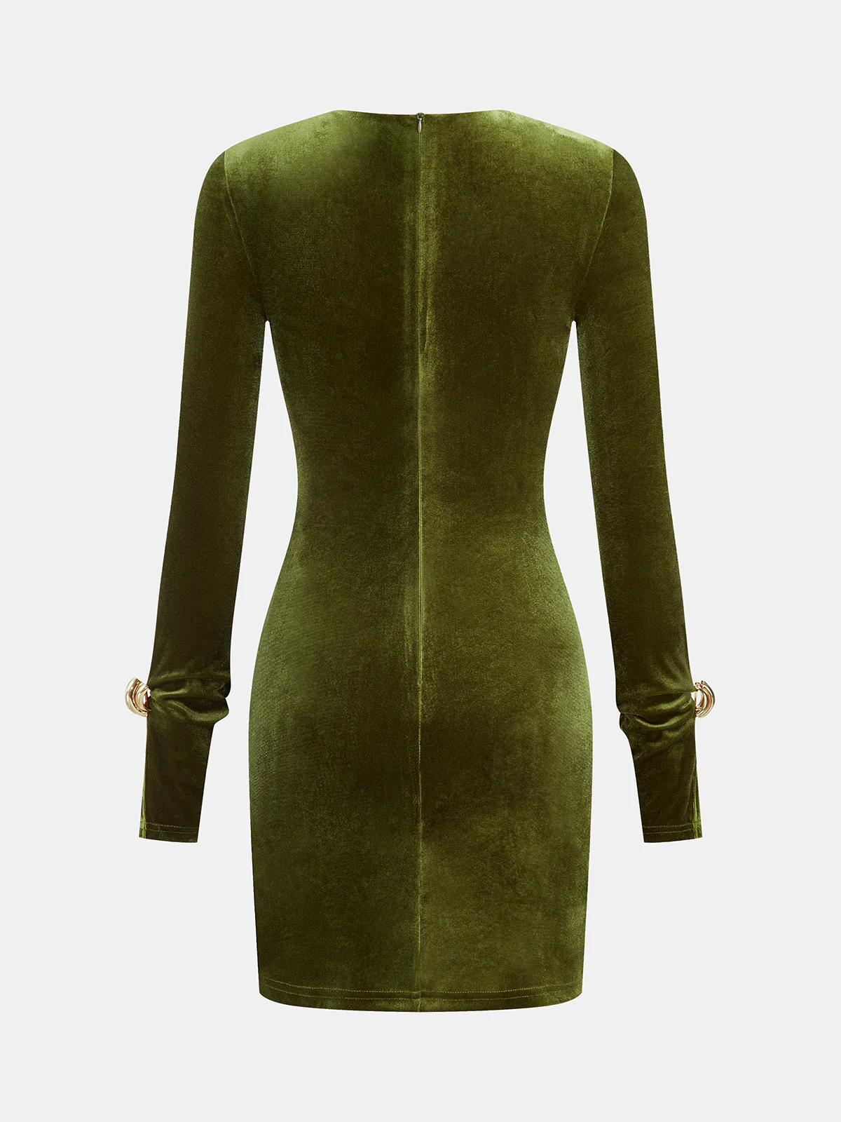 Metal Detail Velvet Cut-Out Bodycon Dress - Image 2