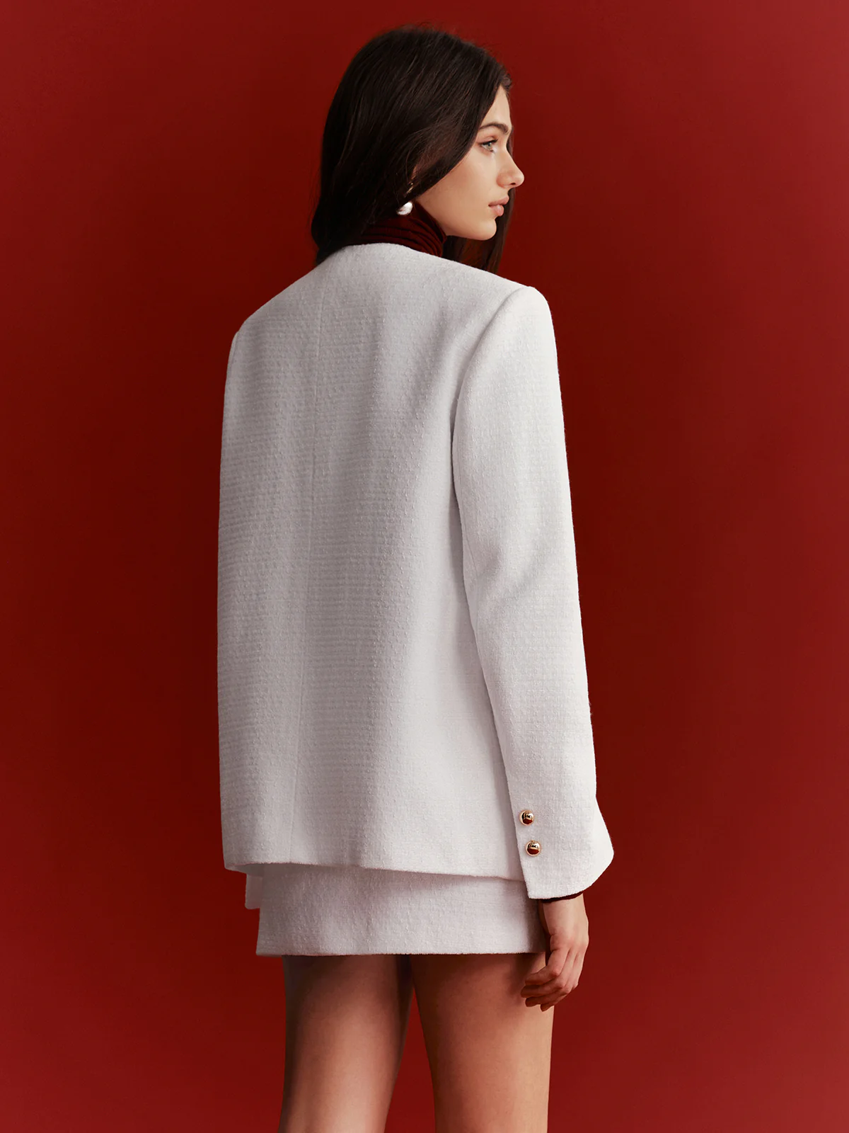 Metal Double-Breasted Tweed Blazer - Image 6