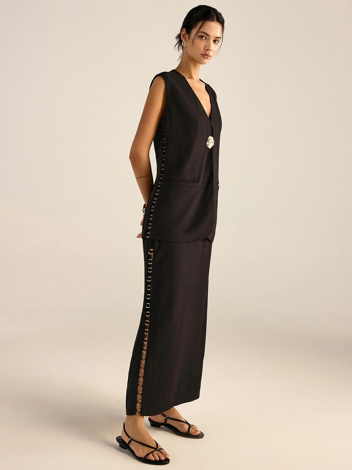 Metal Eyelet Detail Maxi Skirt - Image 5