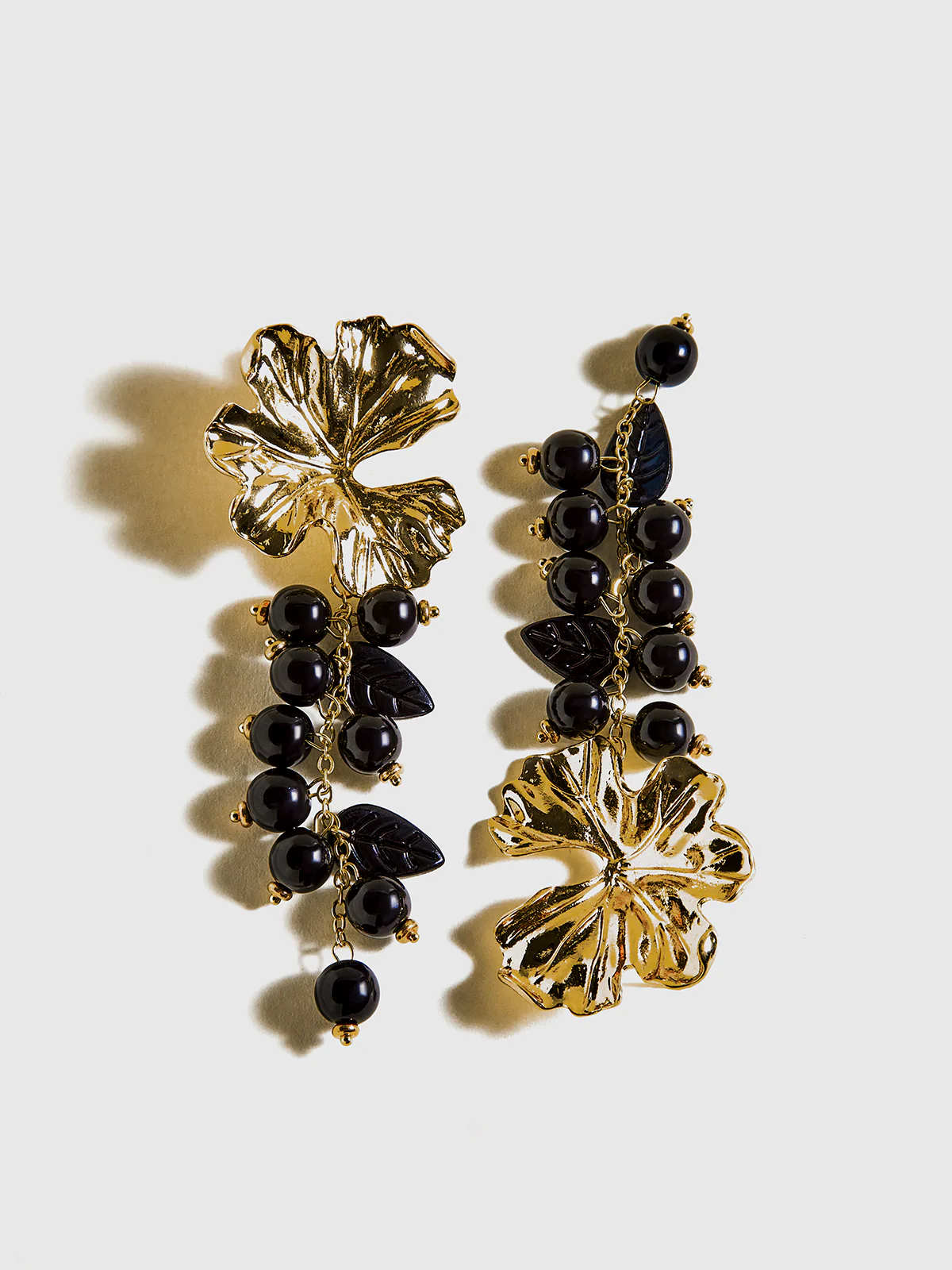 Metal Flower Ball Beaded Tassel Earrings - Image 2
