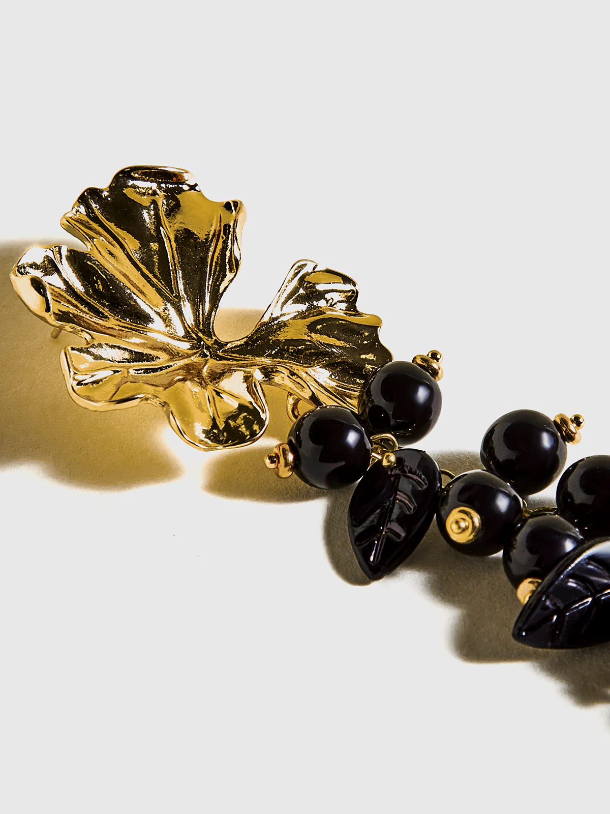 Metal Flower Ball Beaded Tassel Earrings - Image 3