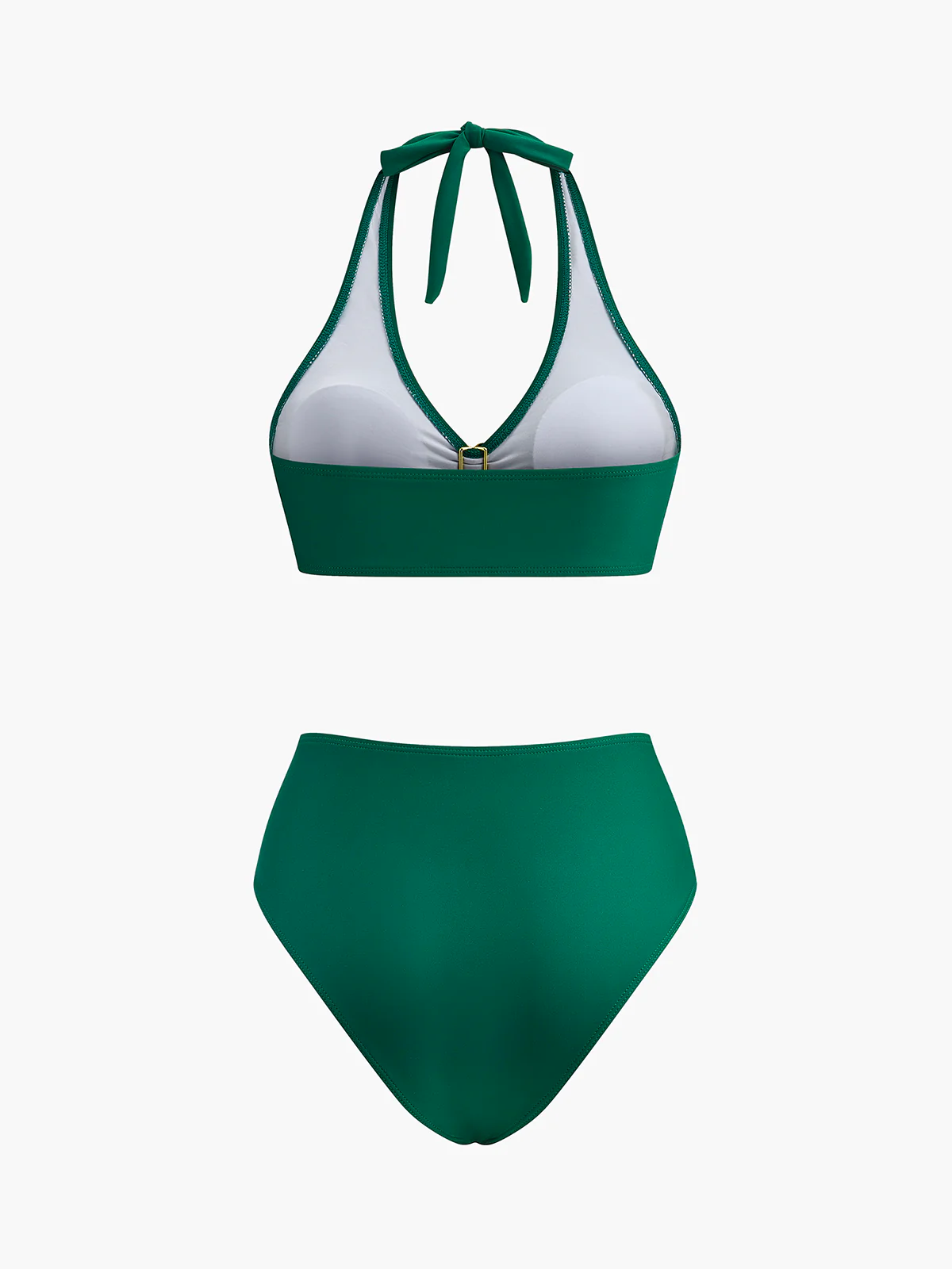 Metal Flower Detail Halter Bikini Set - Image 2