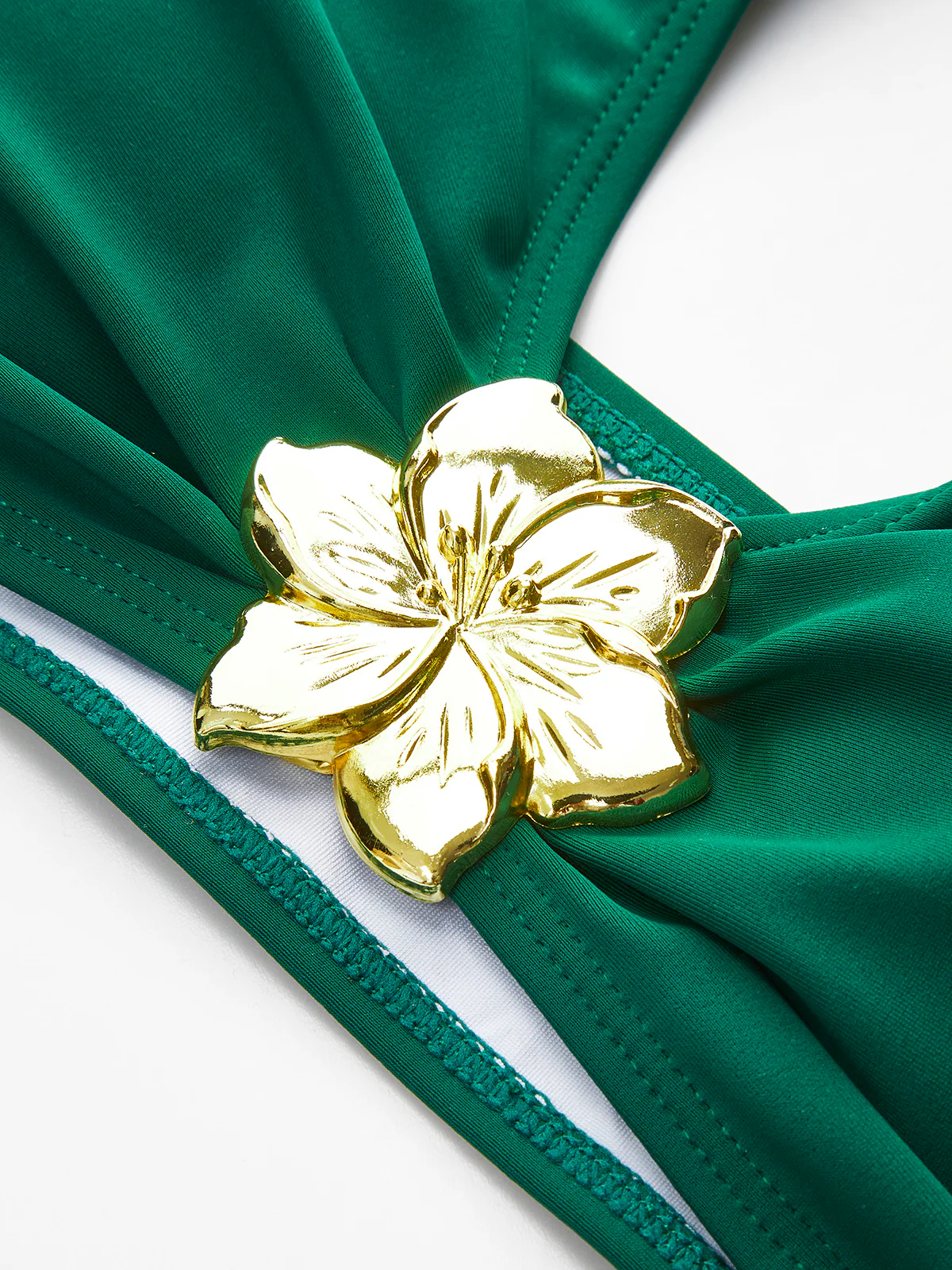 Metal Flower Detail Halter Bikini Set - Image 3