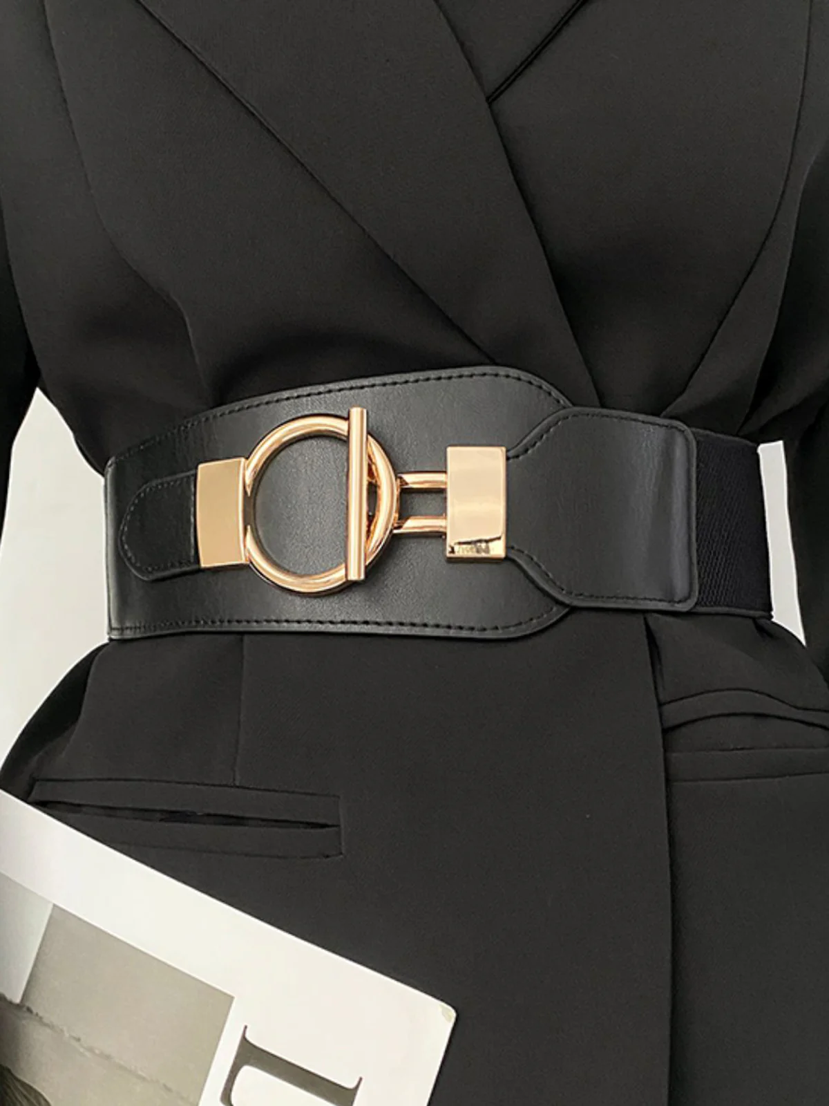 Metal Lariat Elastic Wide Belt - Image 3