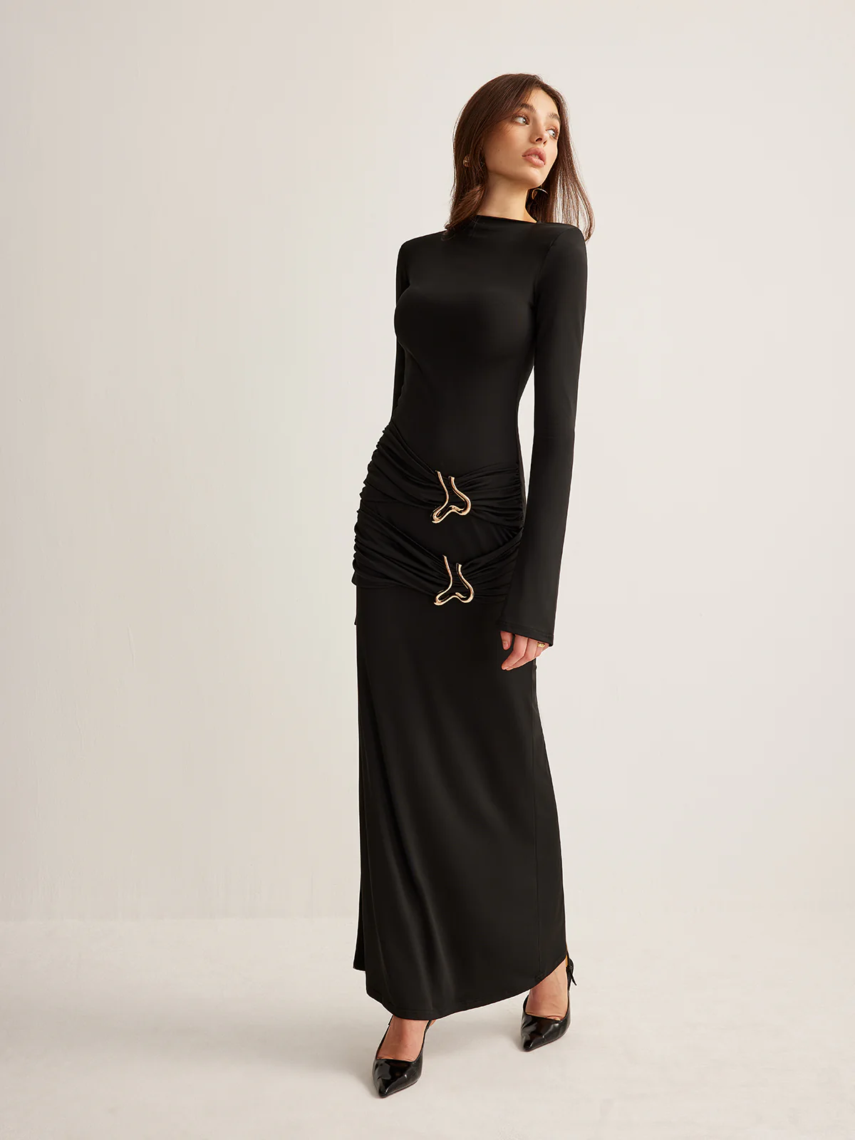 Metal-Ring Pleated Jersey Dress - Image 6