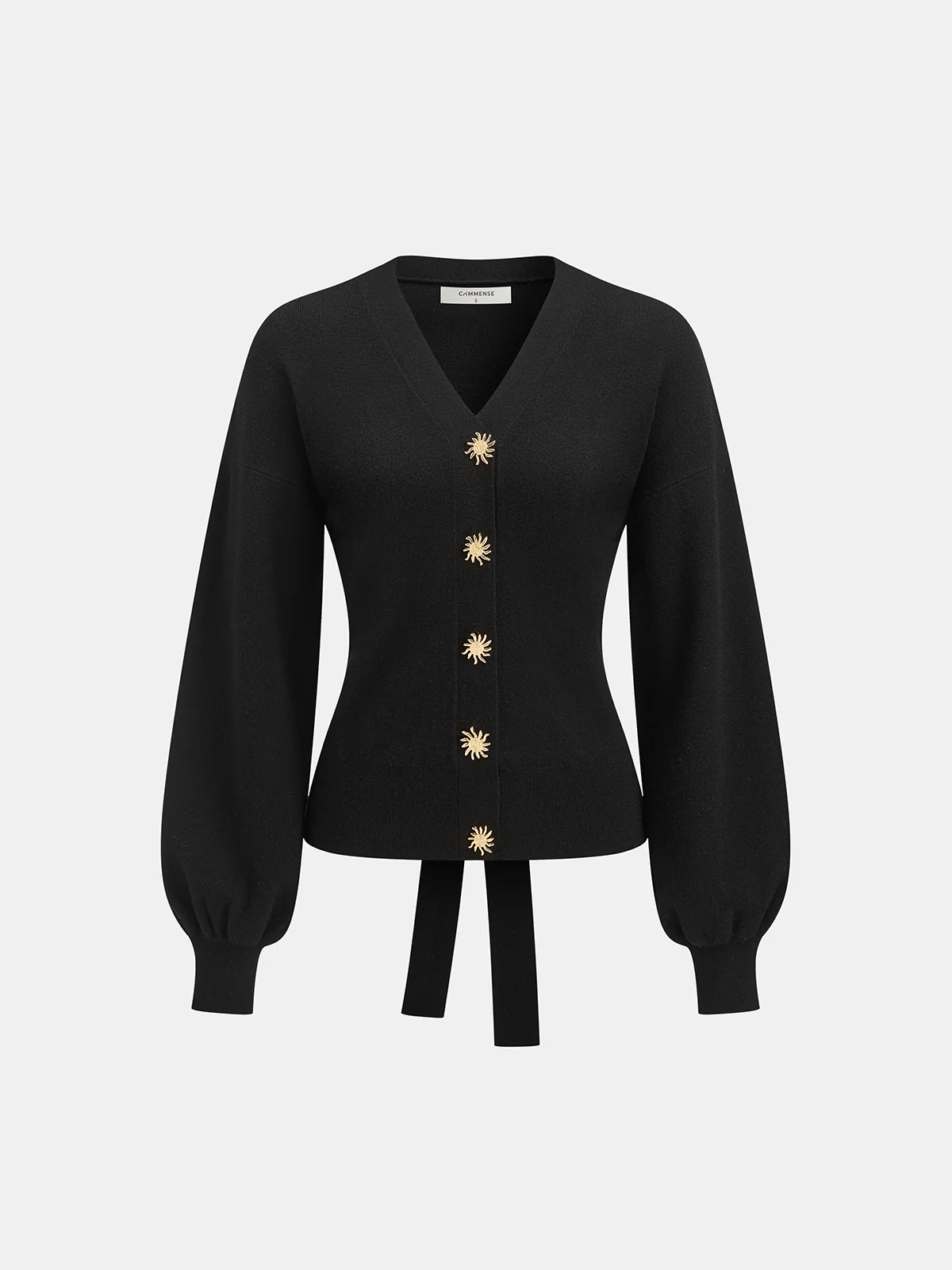 Metal Sun Button Tie-Back Cardigan - Image 3