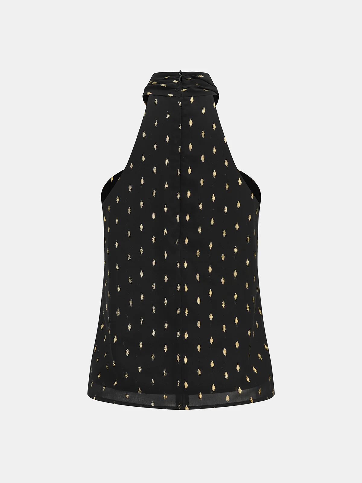 Metallic Polka Dot Sheer Chiffon Halter Neck Top - Image 3