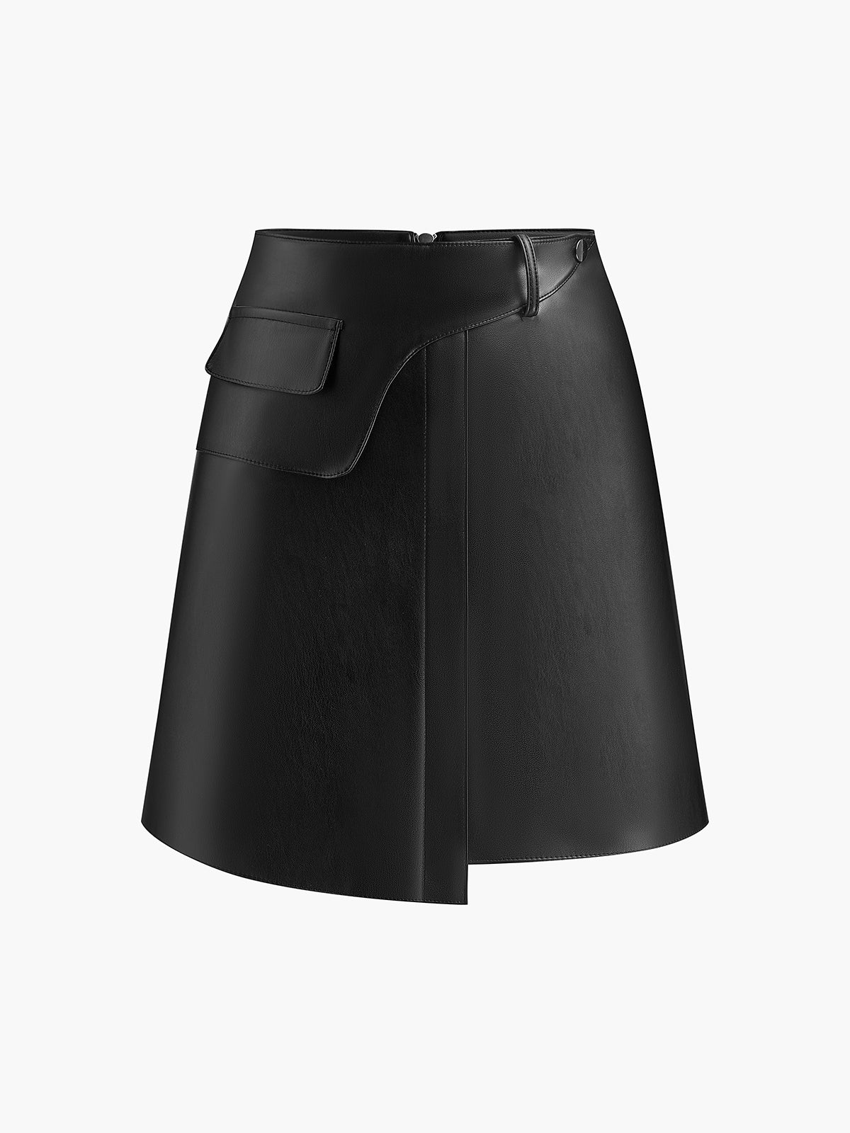 Mid-Waist Asymmetrical Faux Leather Mini Skirt - Image 5
