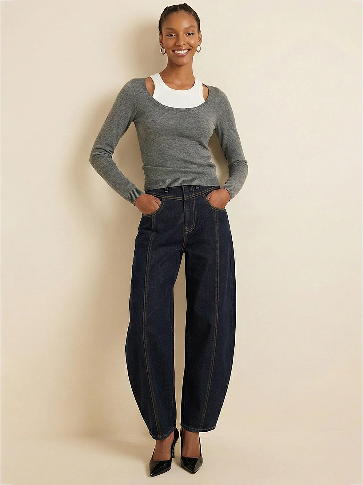 Mid-Waist Balloon Jeans - Image 2