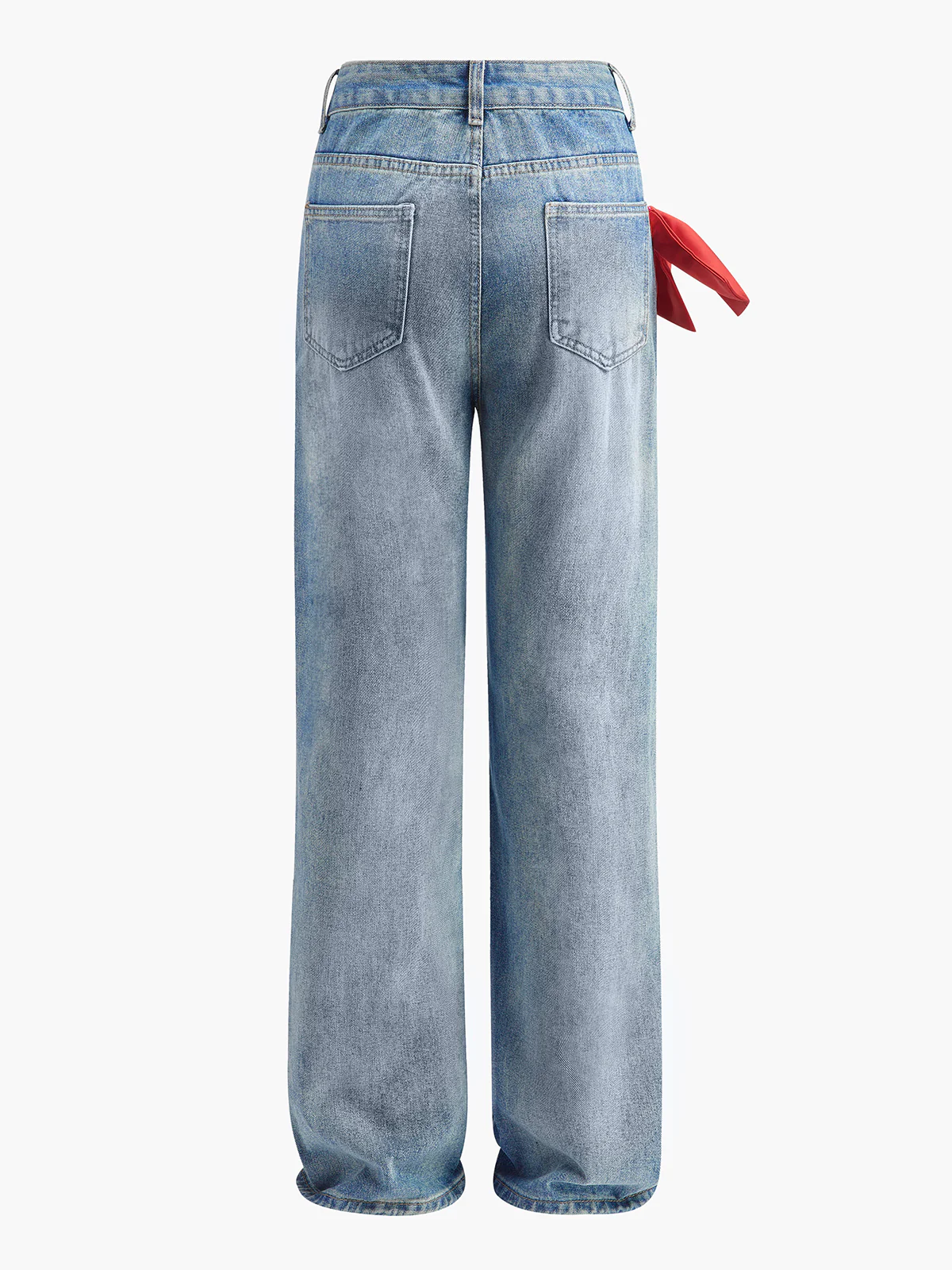 Mid-Waist Bow-Decor Denim Jeans - Image 3