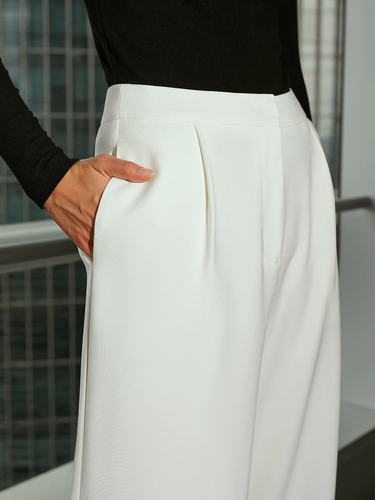 Mid-Waist Casual Wide-Leg Pants - Image 5