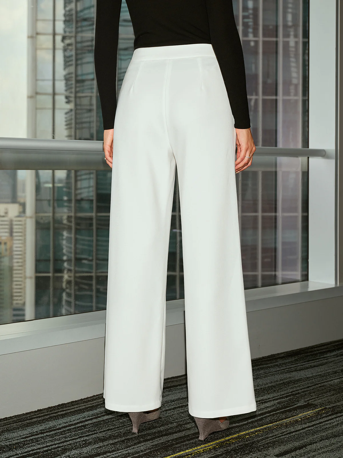 Mid-Waist Casual Wide-Leg Pants - Image 6