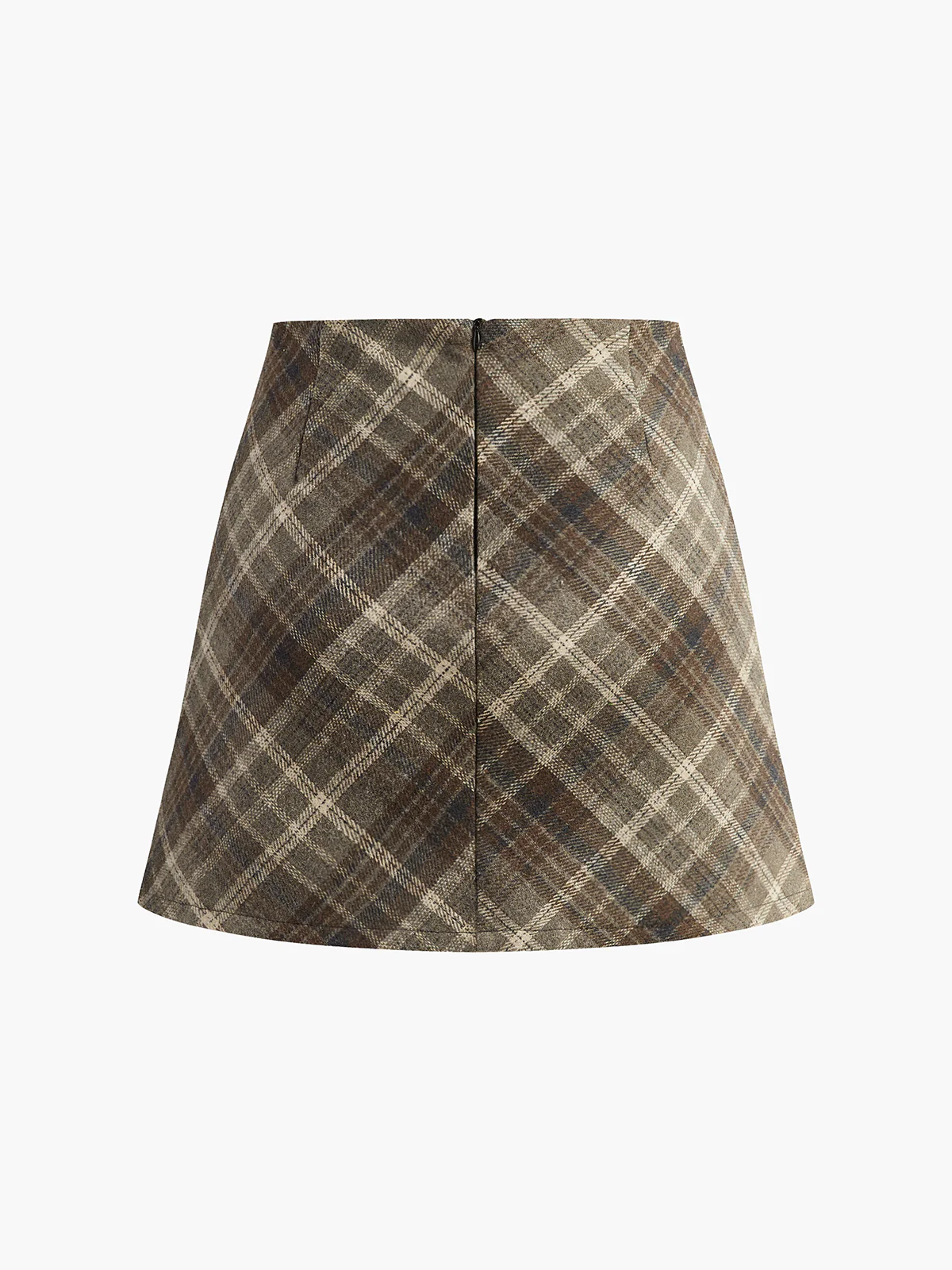 Mid-Waist Checked A-Line Skirt - Image 8