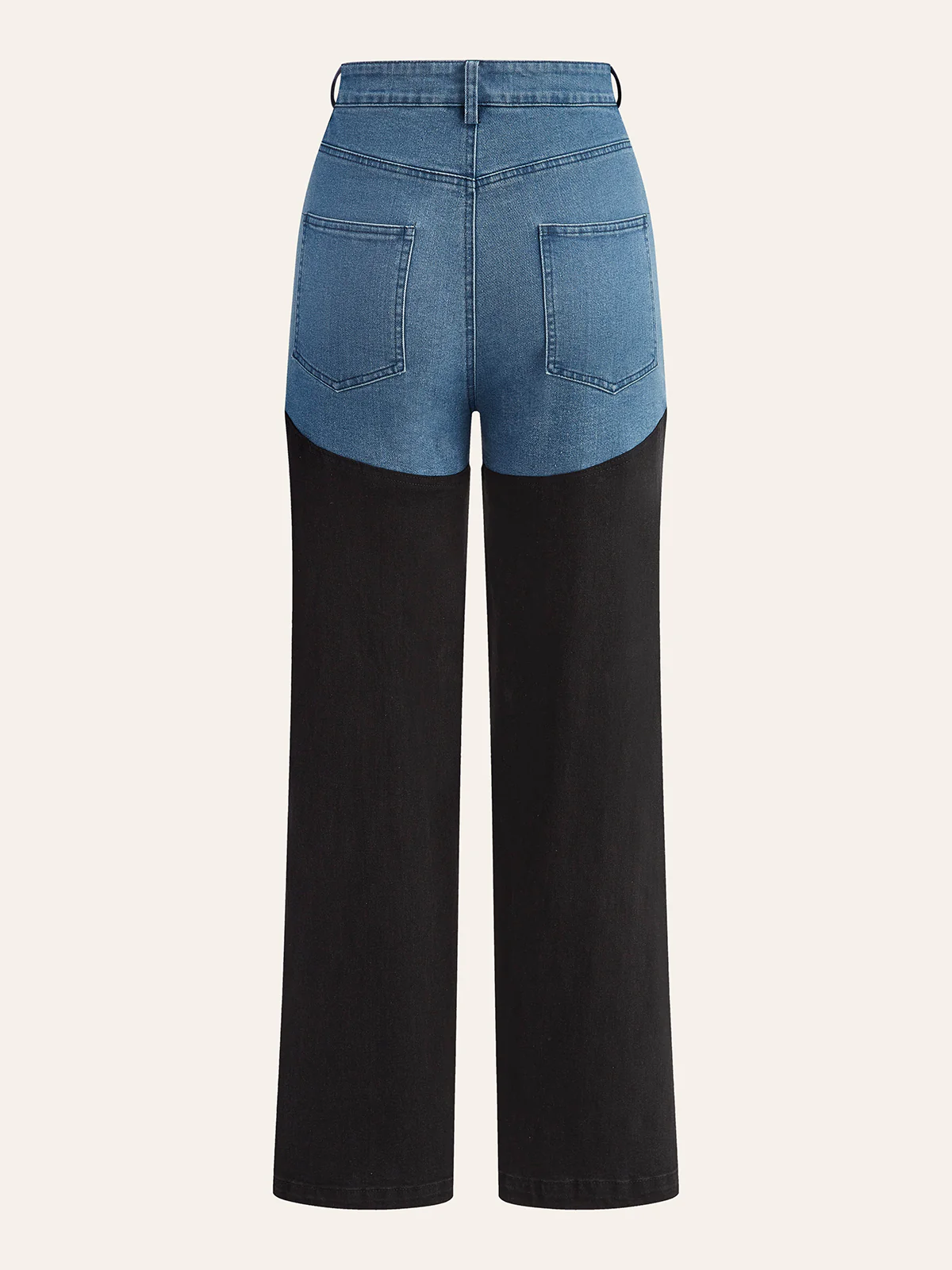 Mid-Waist Color Block Denim Pants - Image 2