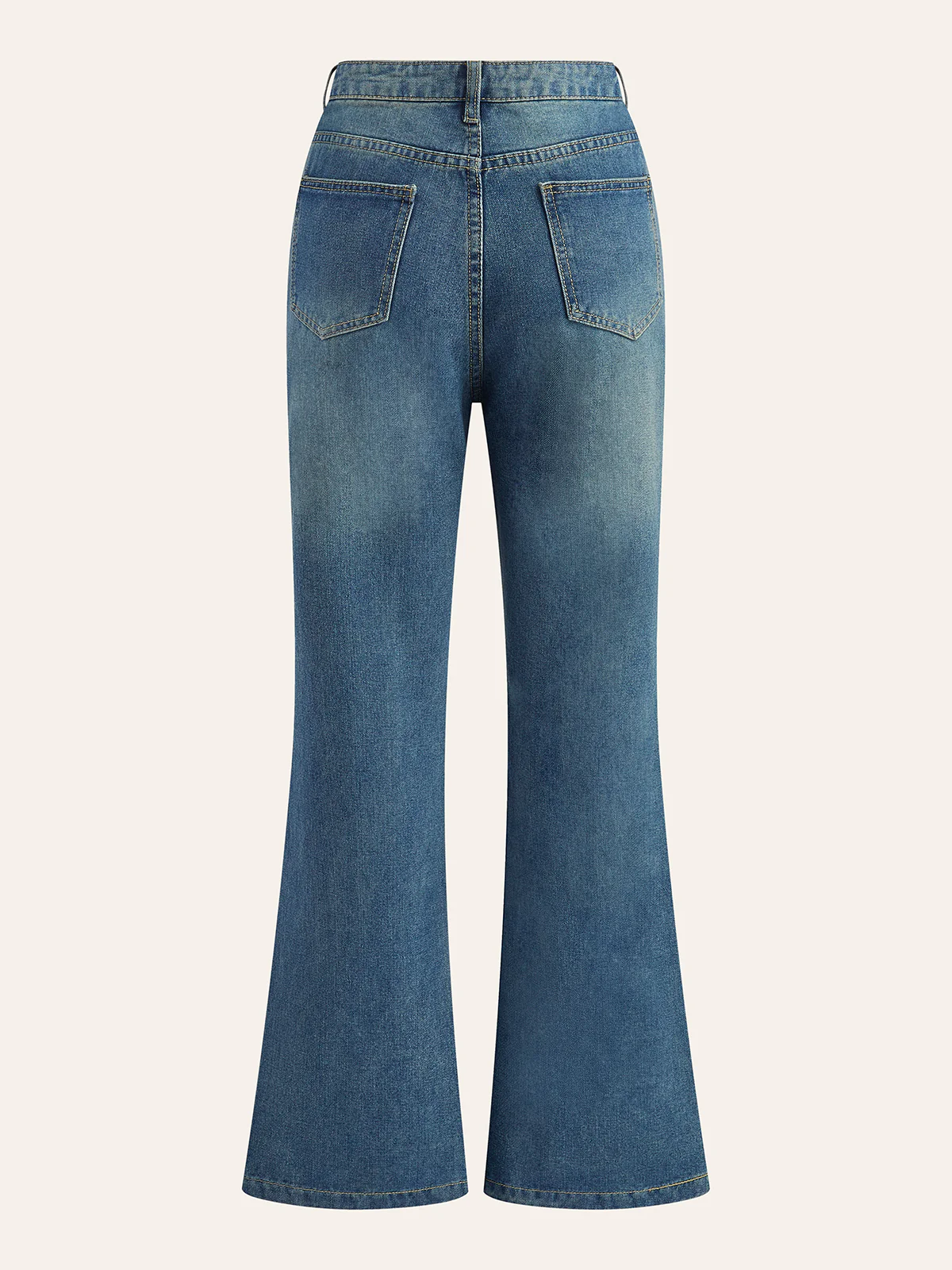 Mid-Waist Decor Button Zipper Flare Denim Jeans - Image 2
