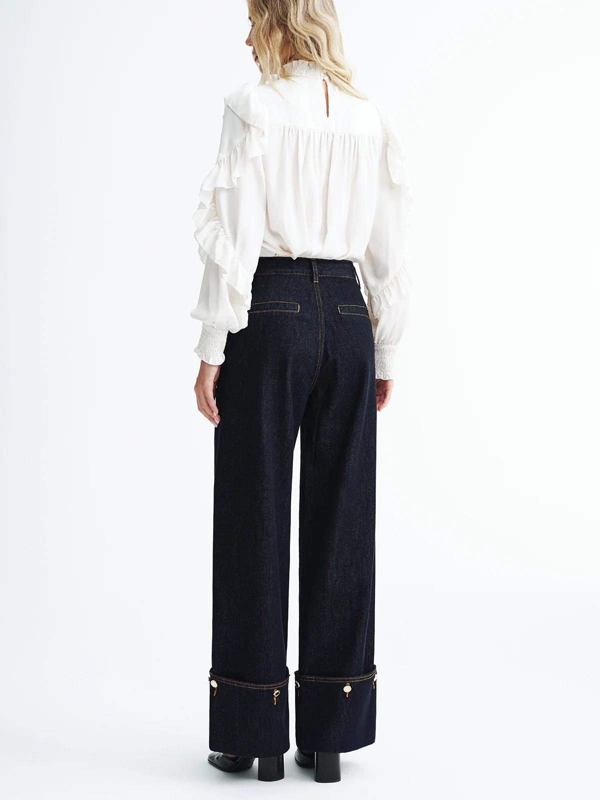 Mid-Waist Denim Cuffed Jeans - Image 5