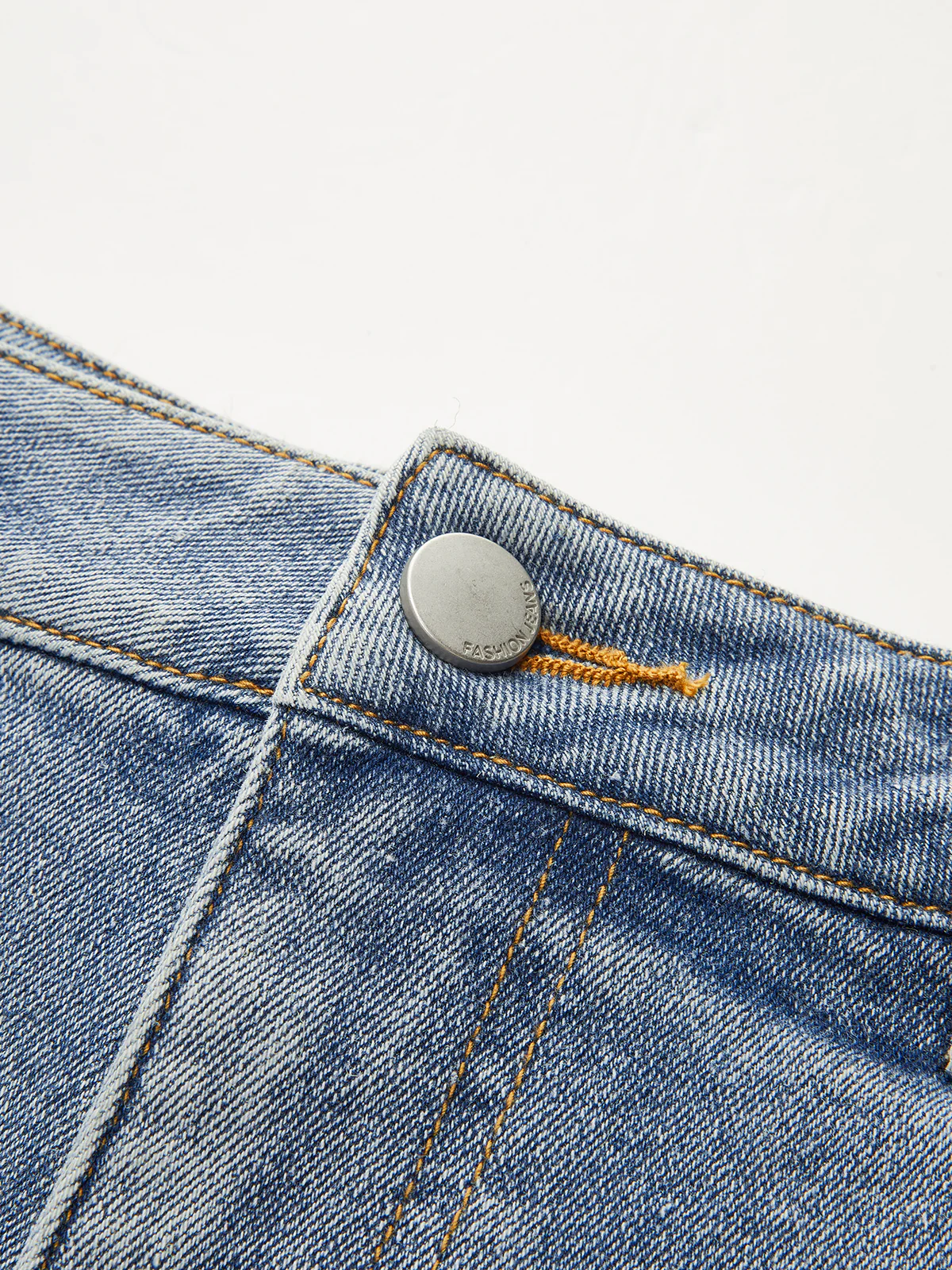 Mid-Waist Denim Panel Flared Pants - Image 3