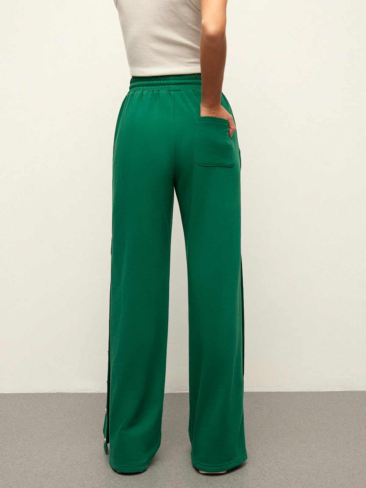 Mid-Waist Drawstring Sweatpants With Button Side Detail - Image 5