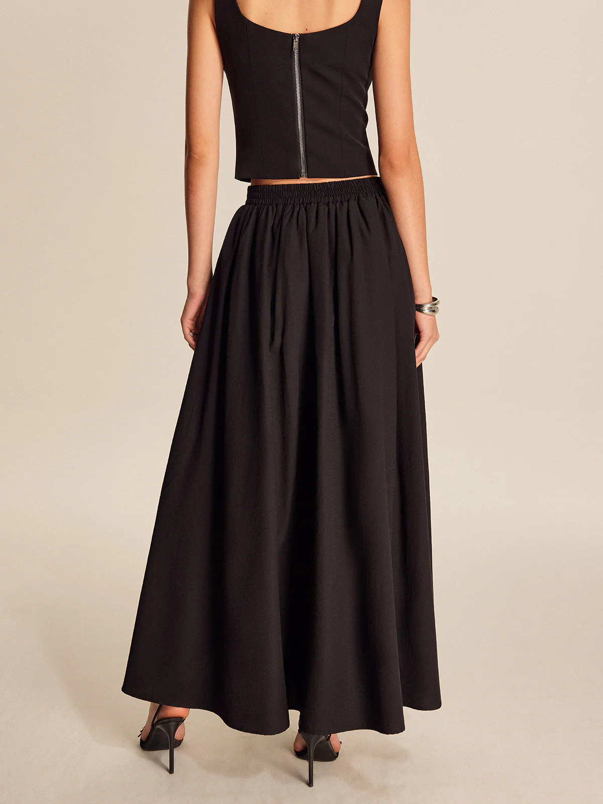 Mid Waist Flared Pleated Skirt - Image 4